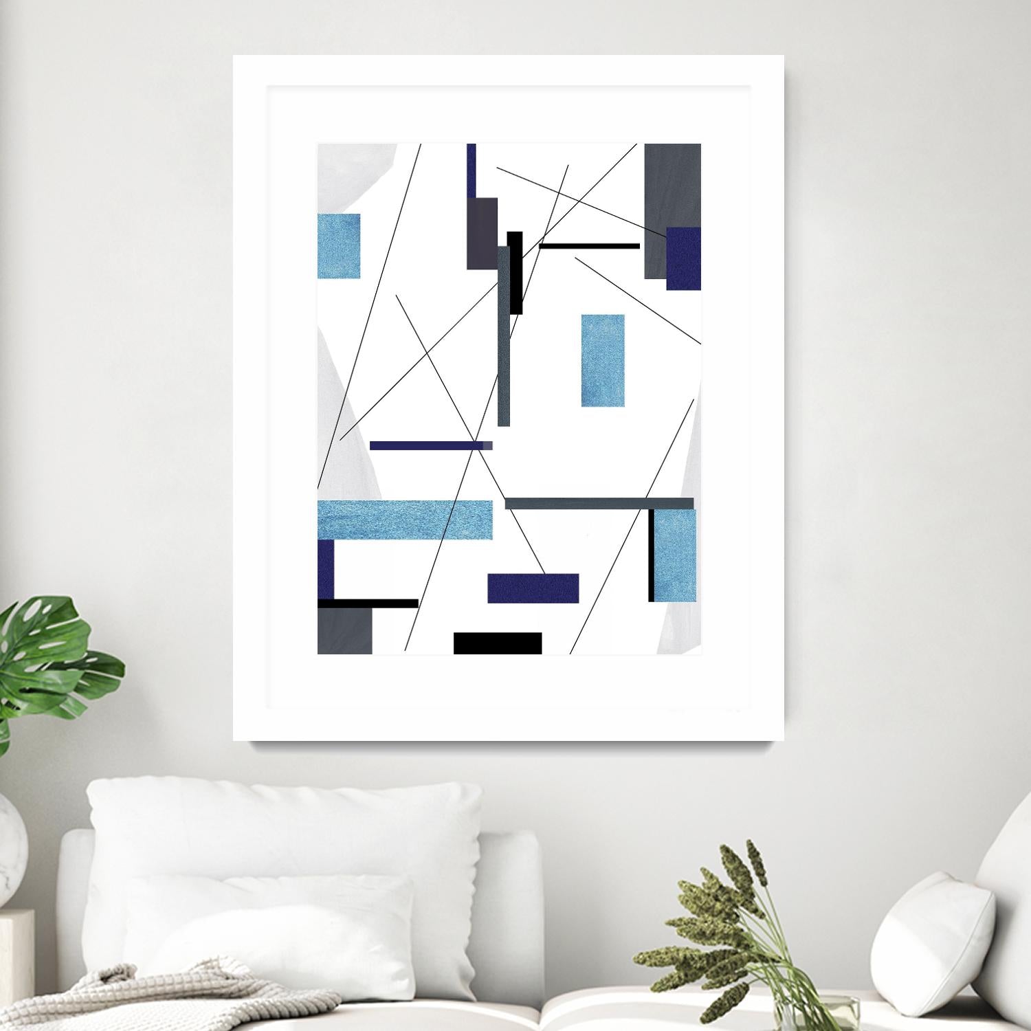 AvantGarde by Lori Dubois on GIANT ART - blue linear grays
