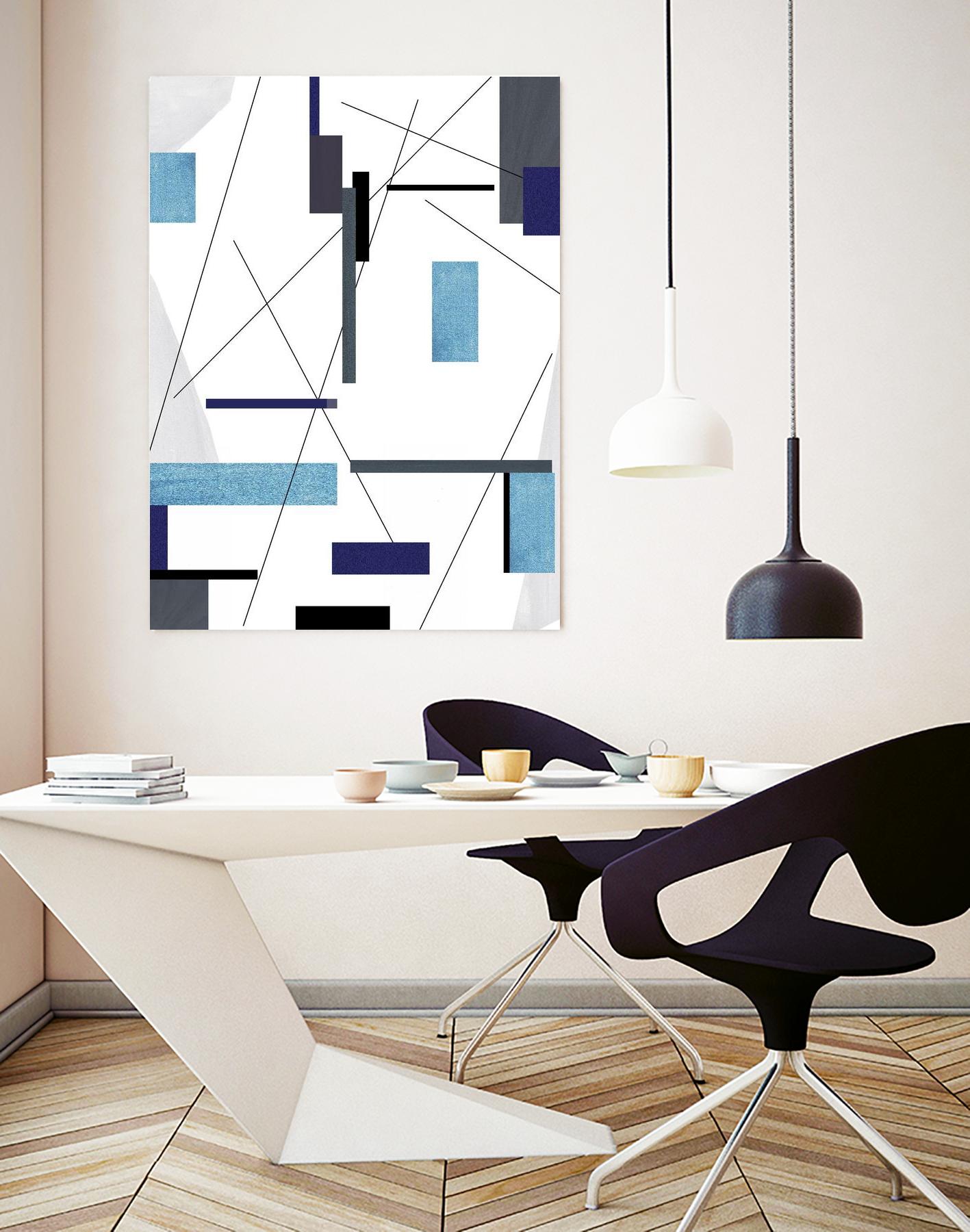 AvantGarde by Lori Dubois on GIANT ART - blue linear grays