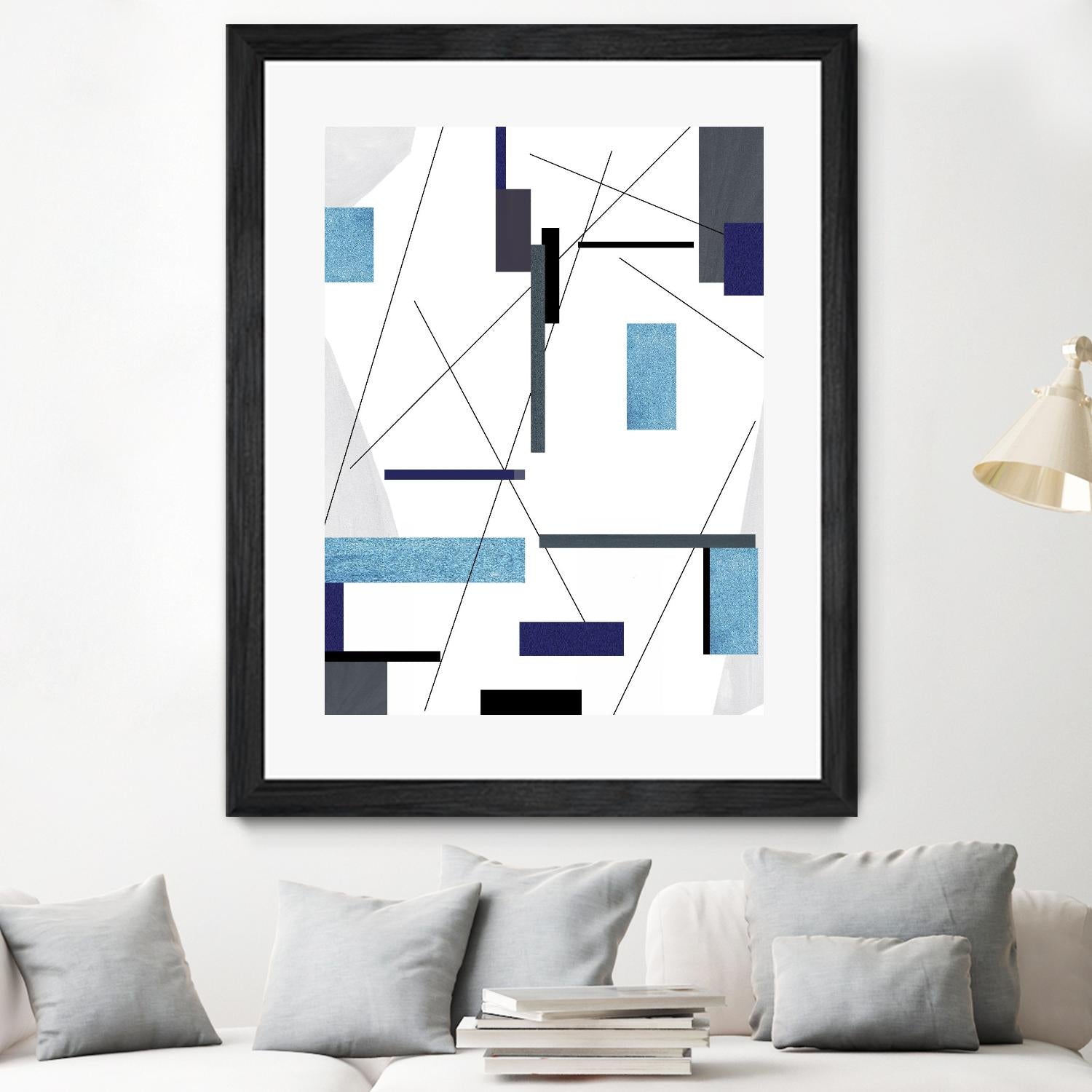 AvantGarde by Lori Dubois on GIANT ART - blue linear grays