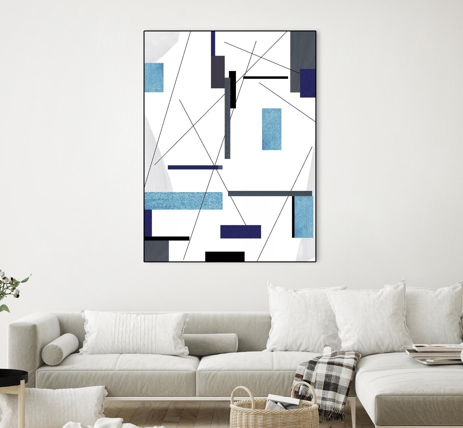 AvantGarde by Lori Dubois on GIANT ART - blue linear grays