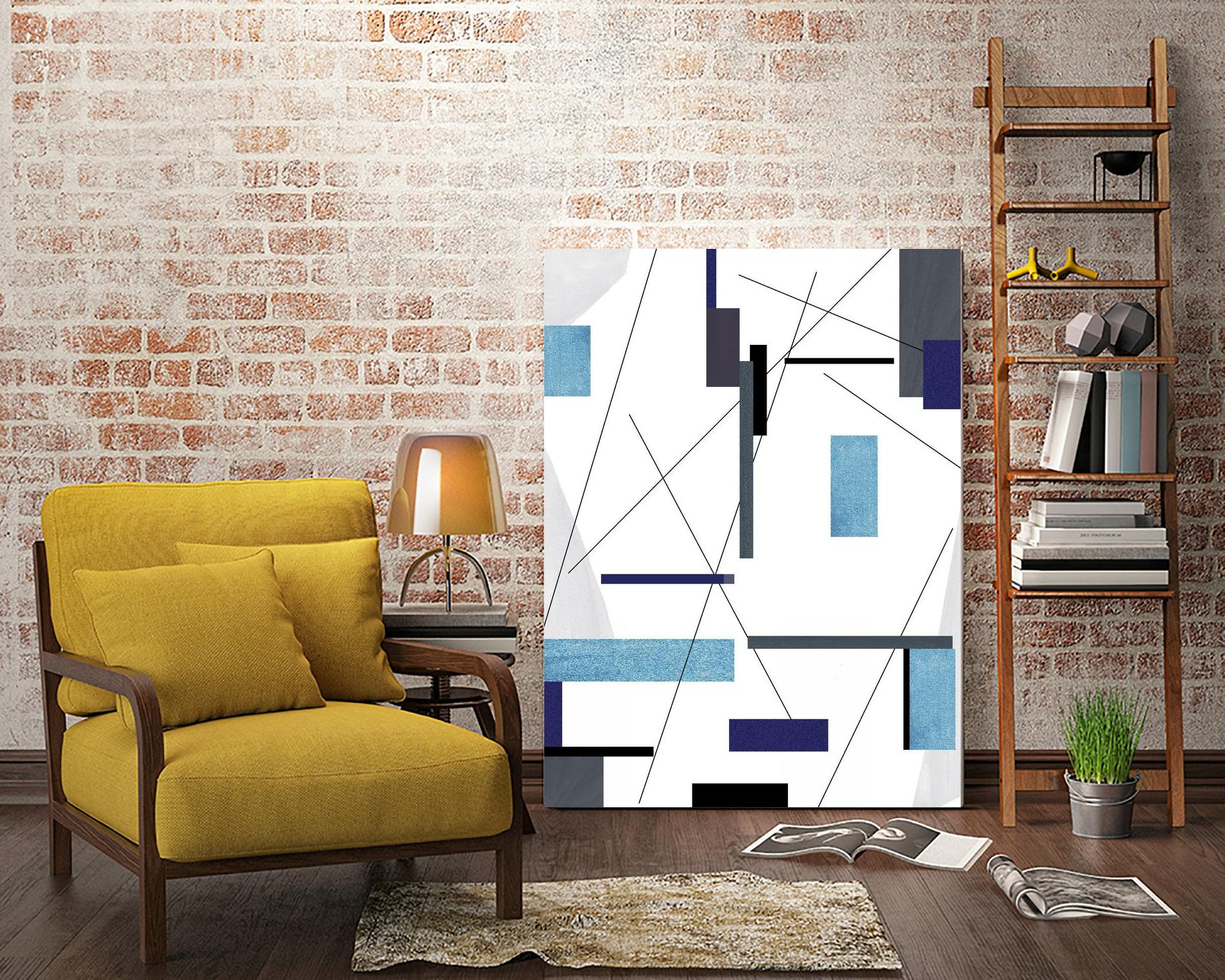AvantGarde by Lori Dubois on GIANT ART - blue linear grays