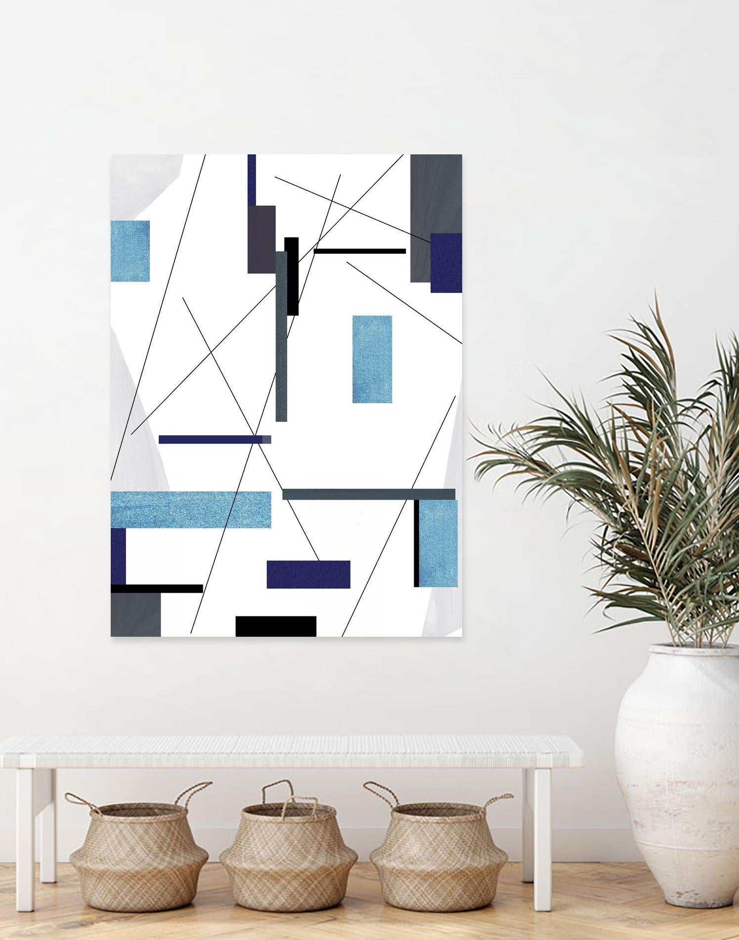 AvantGarde by Lori Dubois on GIANT ART - blue linear grays