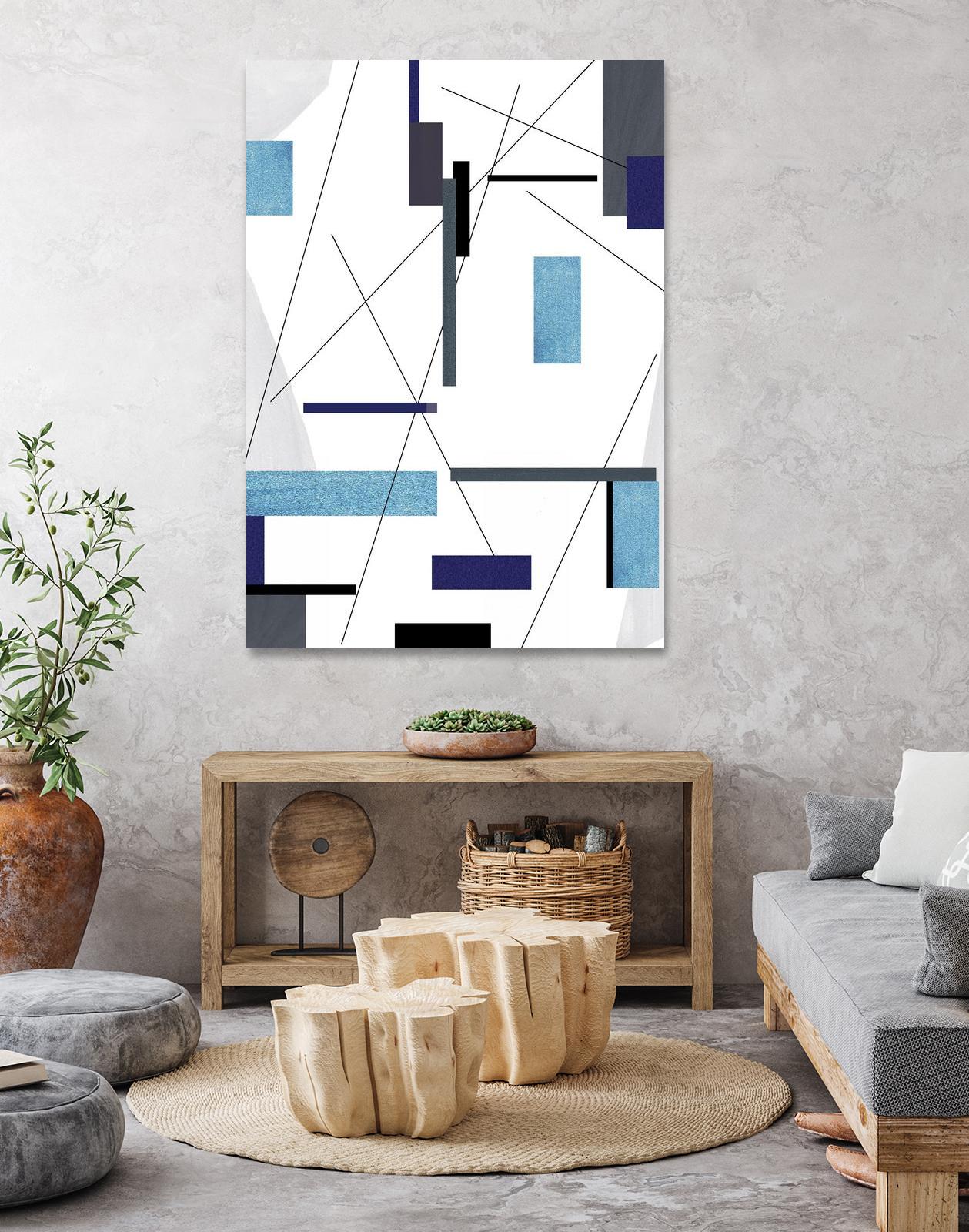 AvantGarde by Lori Dubois on GIANT ART - blue linear grays