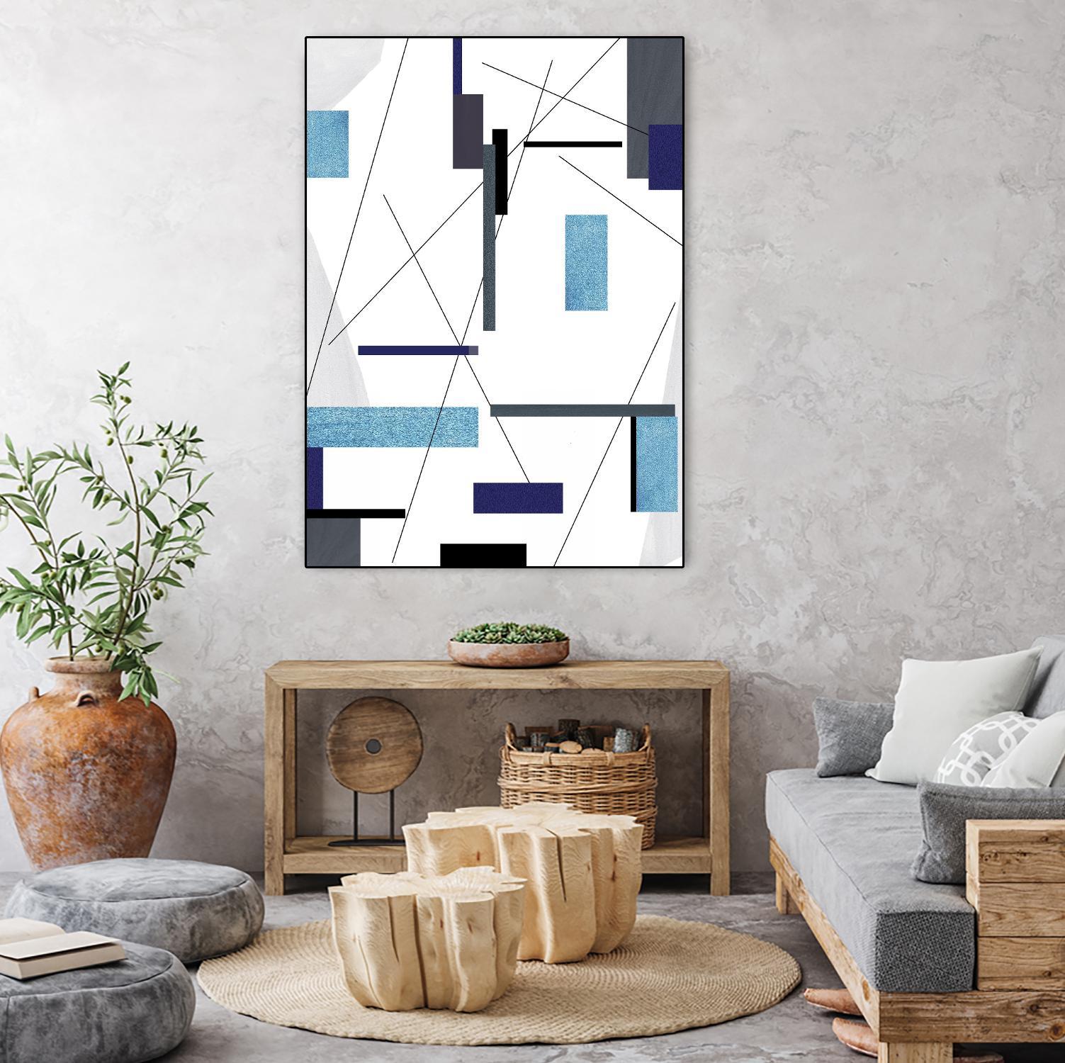 AvantGarde by Lori Dubois on GIANT ART - blue linear grays