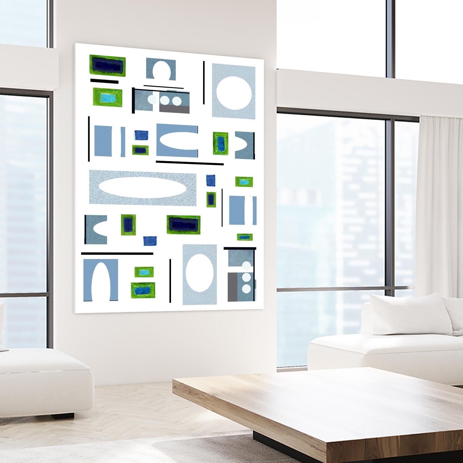 DottedLines by Lori Dubois on GIANT ART - green shapes black & white