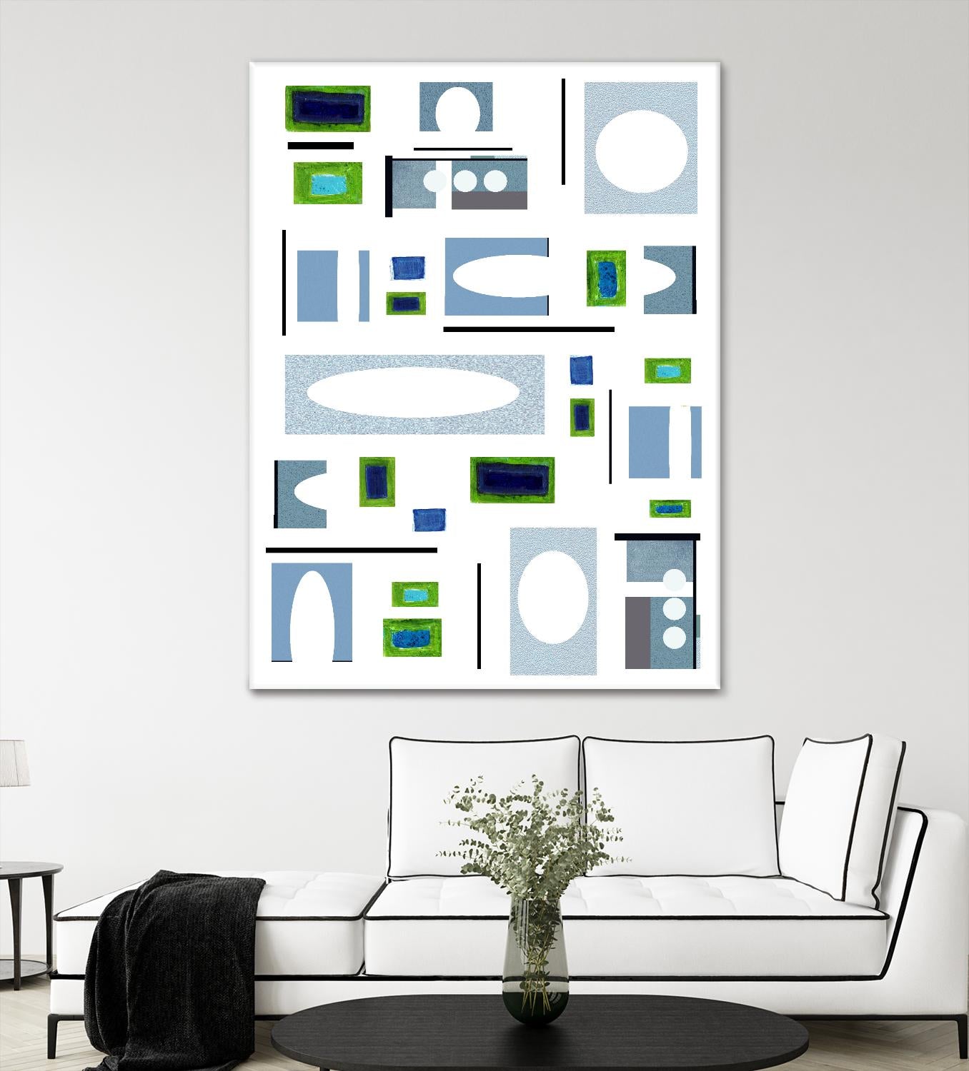 DottedLines by Lori Dubois on GIANT ART - green shapes black & white