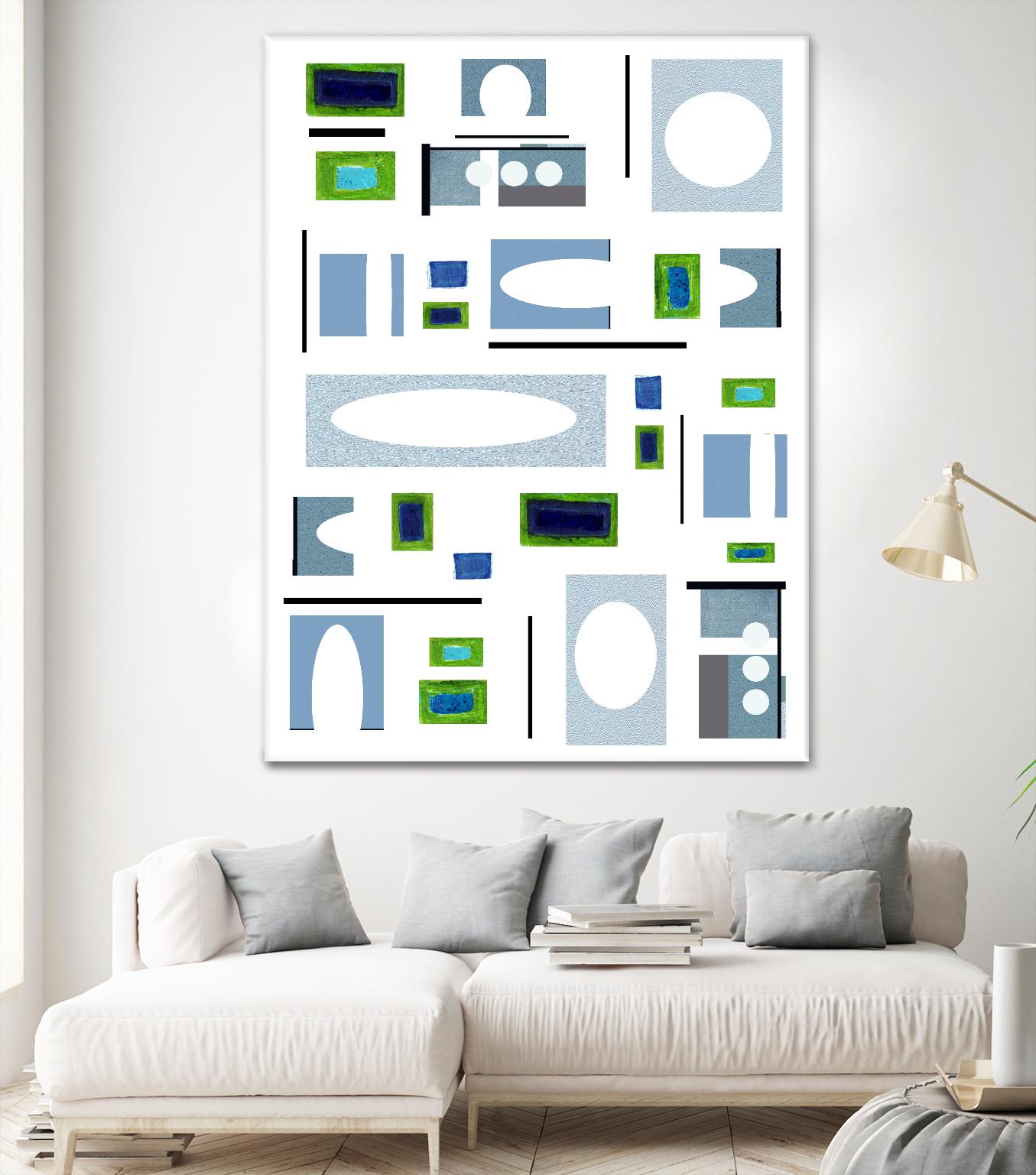 DottedLines by Lori Dubois on GIANT ART - green shapes black & white