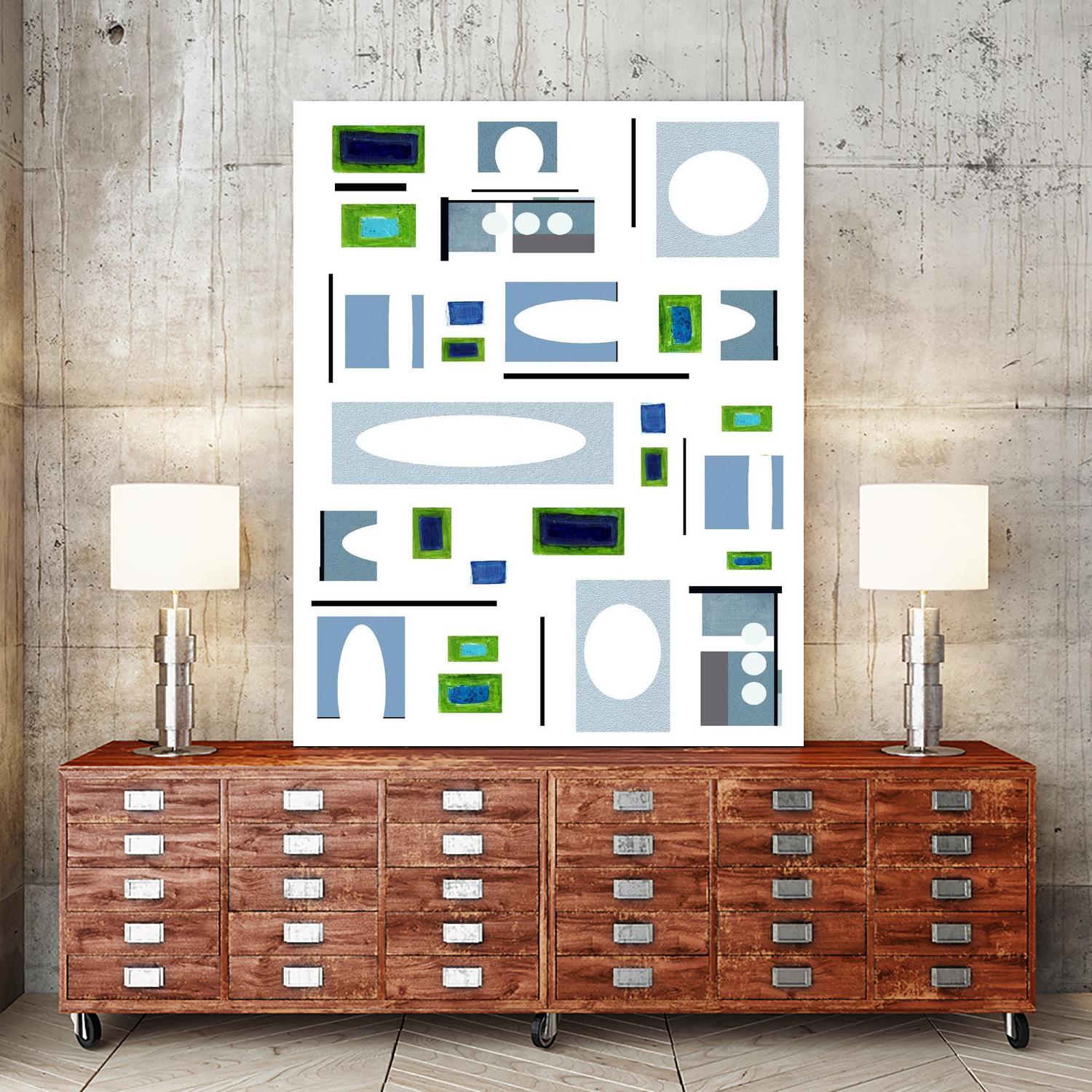 DottedLines by Lori Dubois on GIANT ART - green shapes rectangles