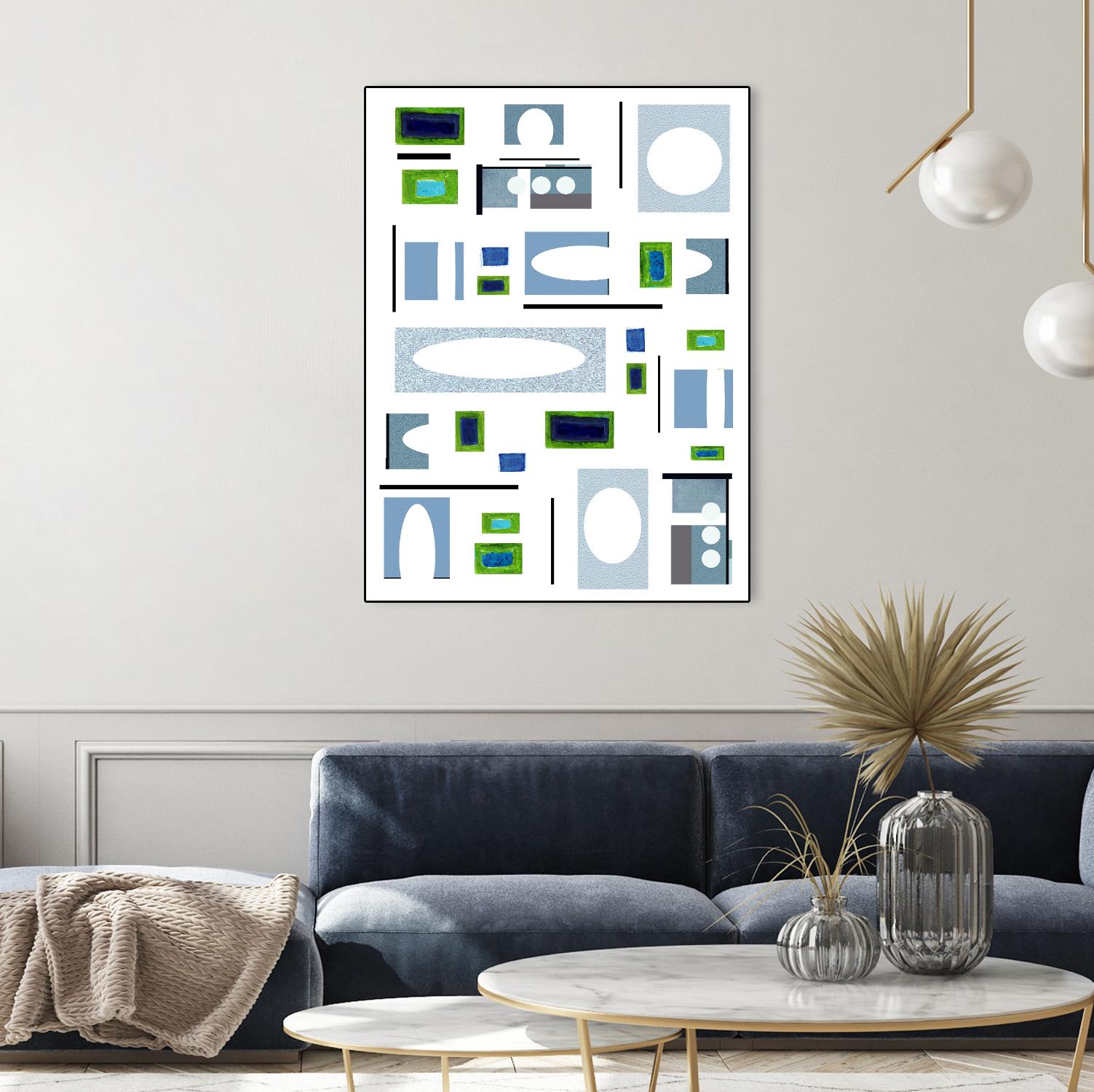 DottedLines by Lori Dubois on GIANT ART - green shapes black & white