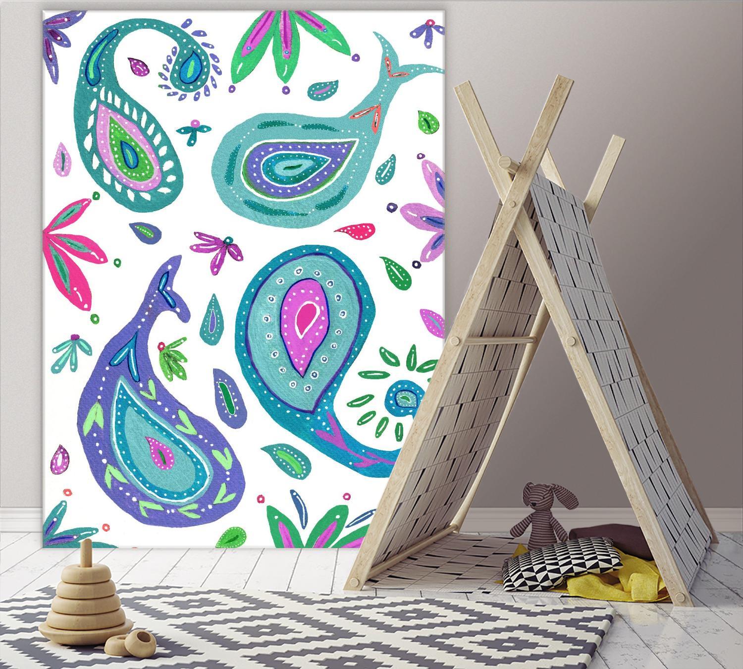 Jazzy by Lori Dubois on GIANT ART - aqua floral aqua