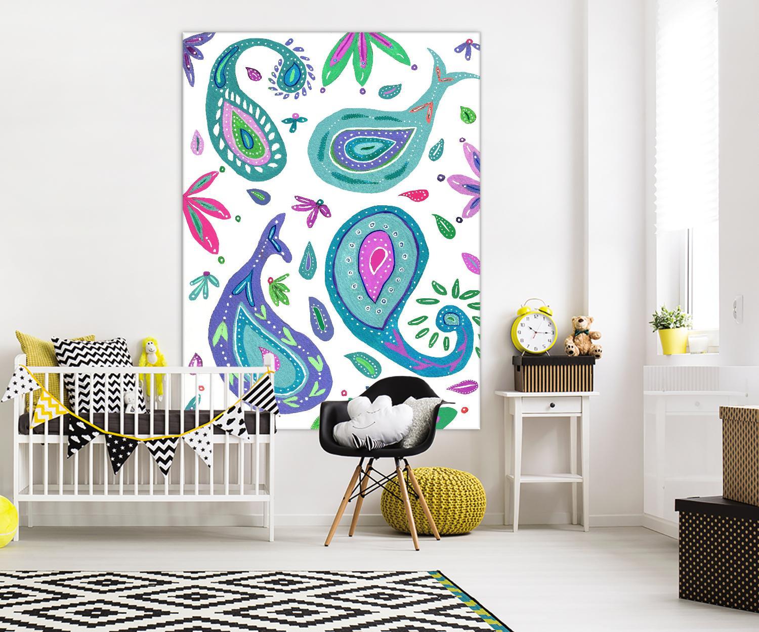 Jazzy by Lori Dubois on GIANT ART - aqua floral aqua