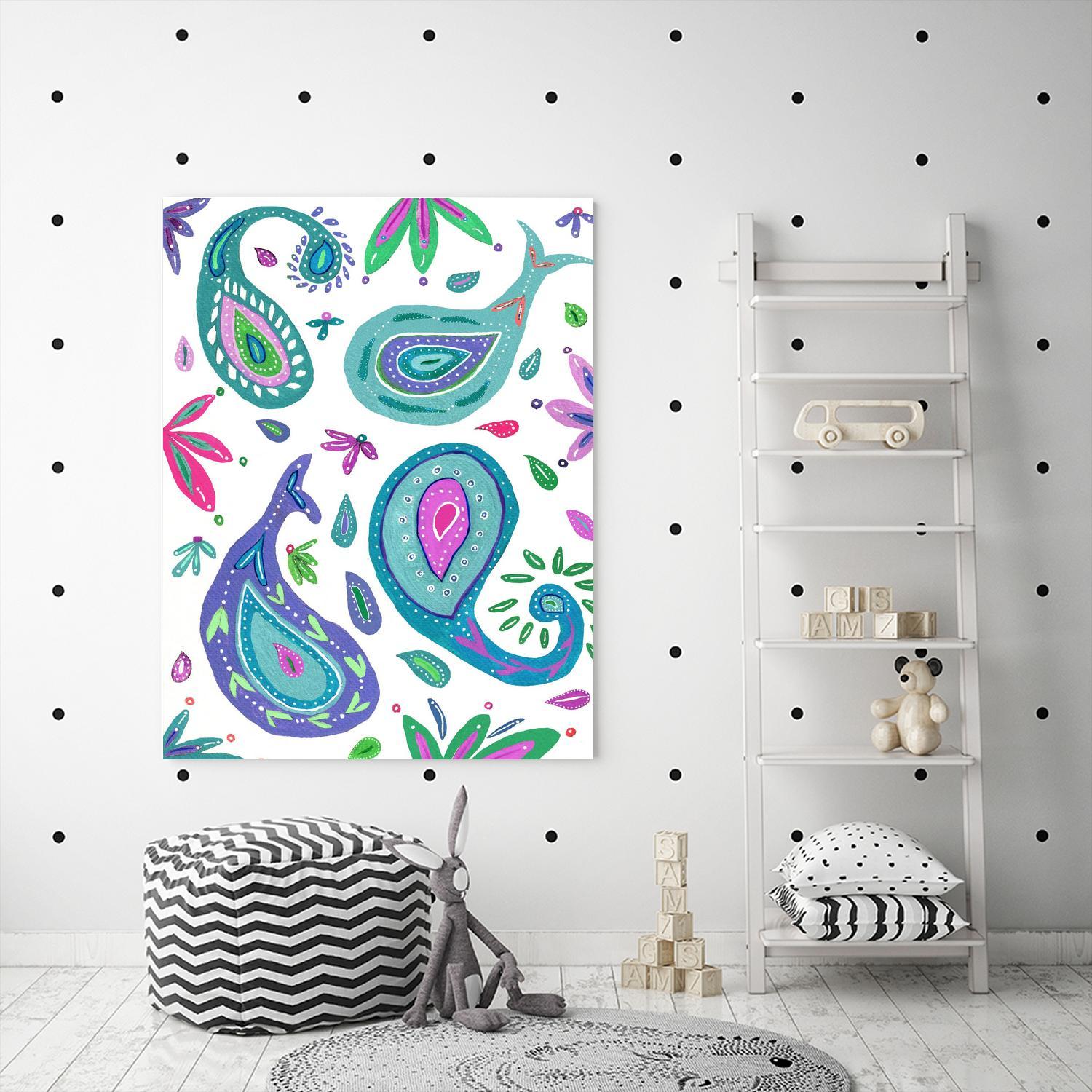 Jazzy by Lori Dubois on GIANT ART - aqua floral aqua