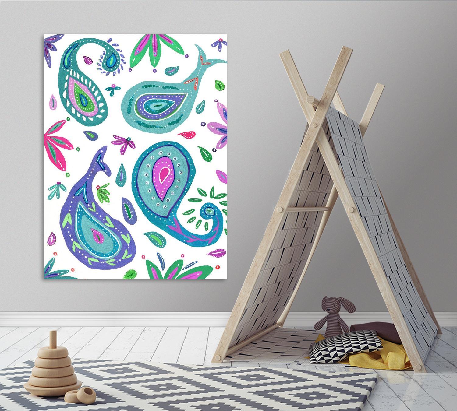 Jazzy by Lori Dubois on GIANT ART - aqua floral aqua