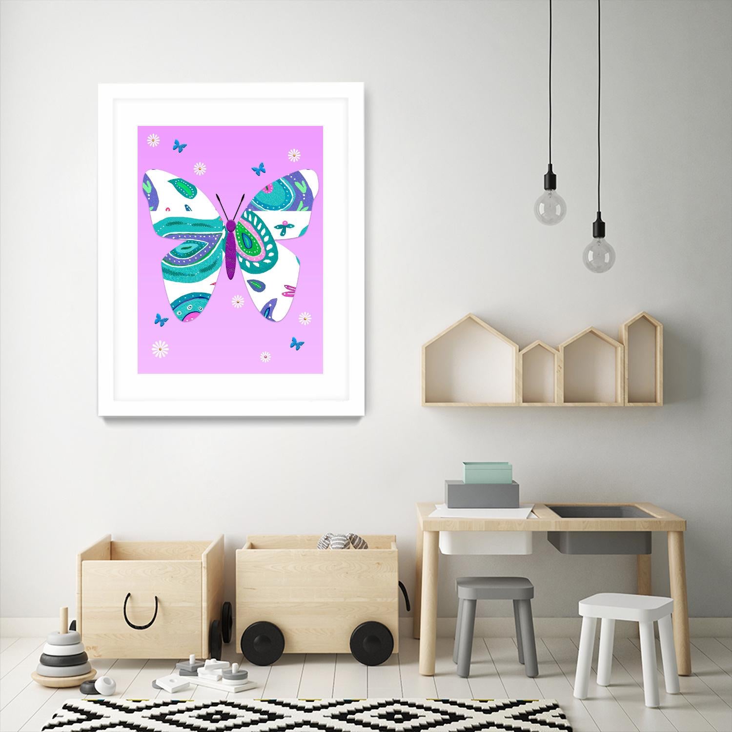 ModernButterfly-V - Lav by Lori Dubois on GIANT ART - pink art for kids doux