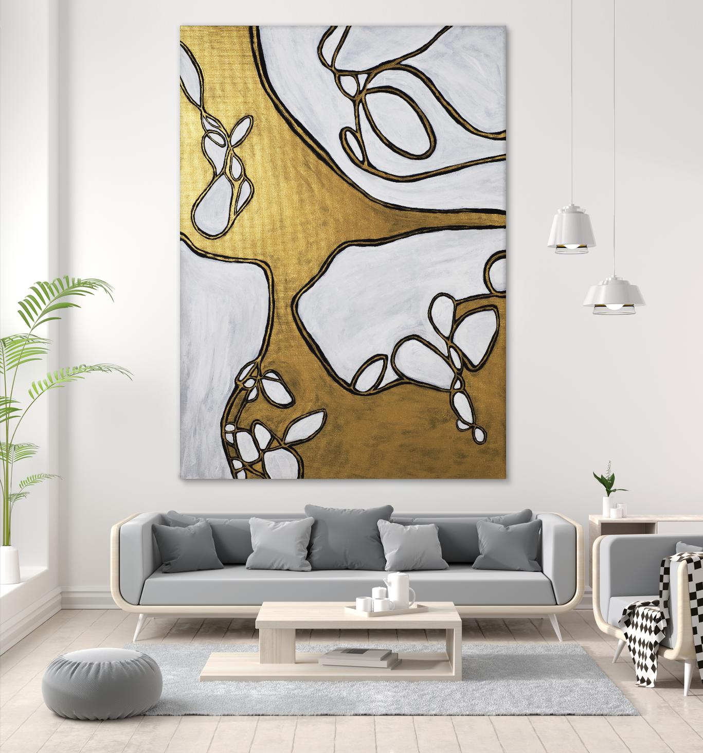 Mocha Latte -Gold - 1 by Lori Dubois on GIANT ART - gold linear