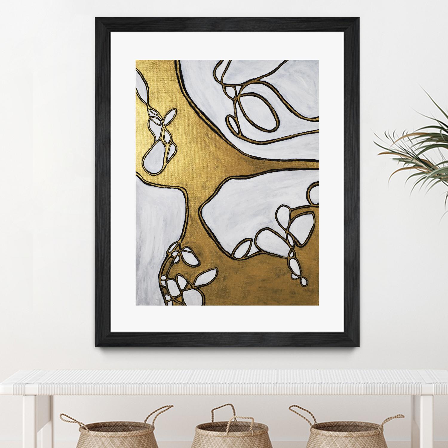 Mocha Latte -Gold - 1 by Lori Dubois on GIANT ART - gold linear artistes du québec