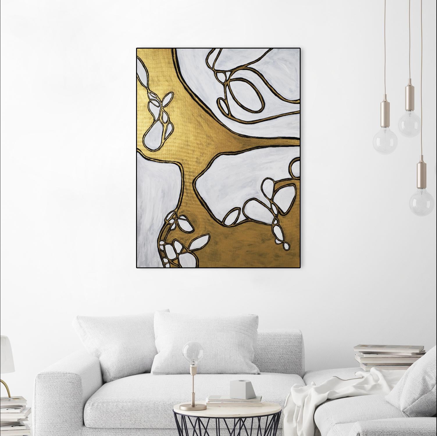Mocha Latte -Gold - 1 by Lori Dubois on GIANT ART - gold linear