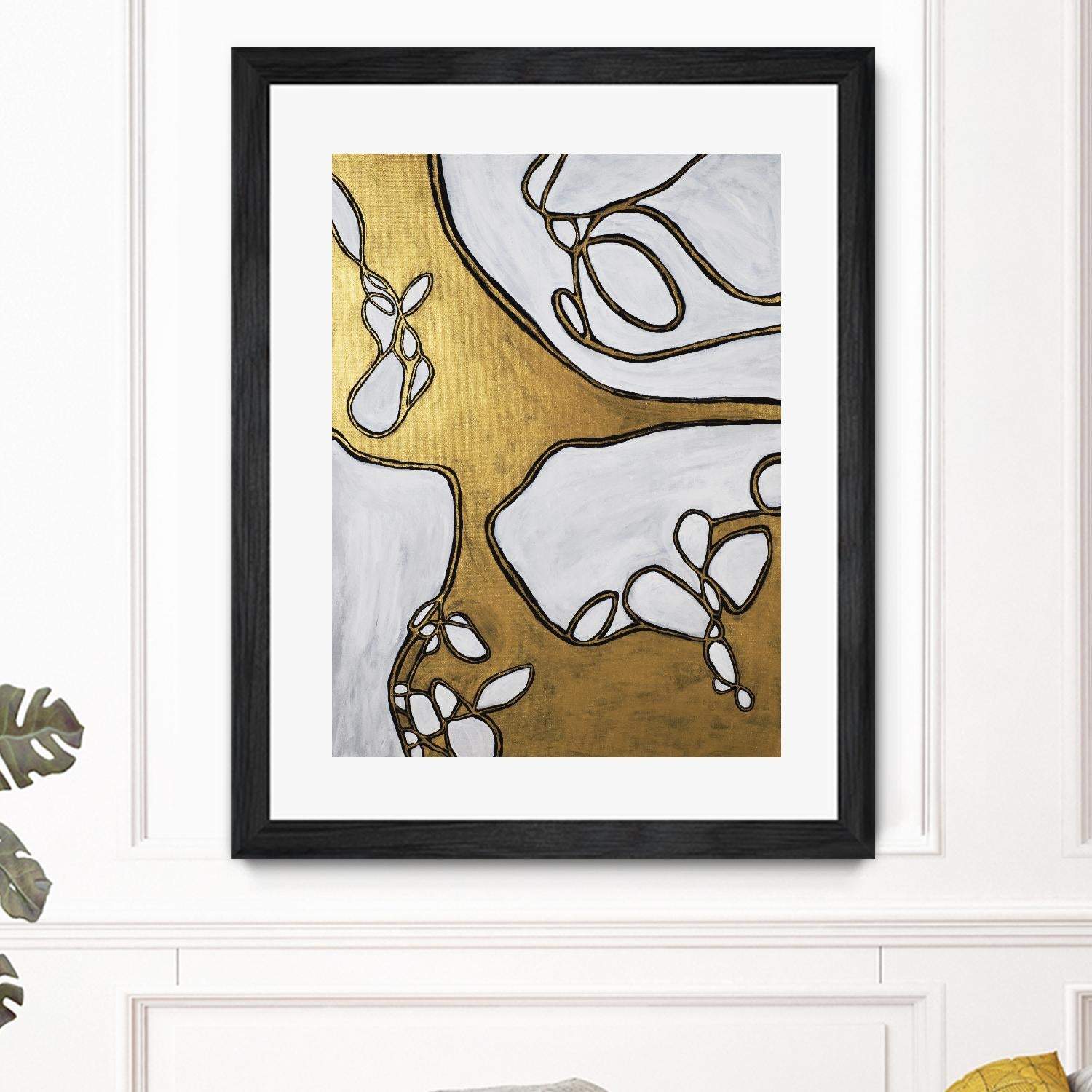 Mocha Latte -Gold - 1 by Lori Dubois on GIANT ART - gold linear artistes du québec