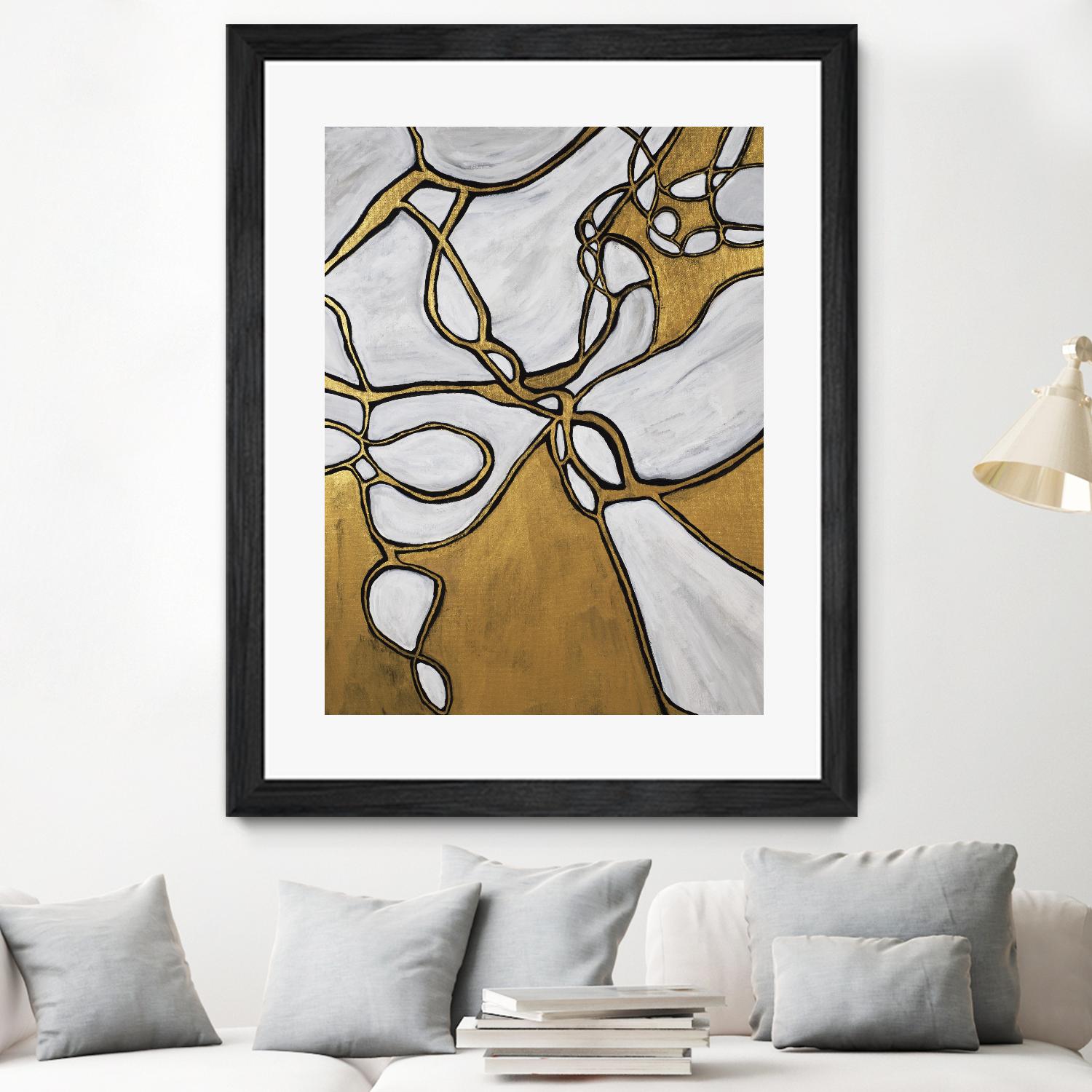 Mocha Latte -Gold - 2 by Lori Dubois on GIANT ART - gold linear