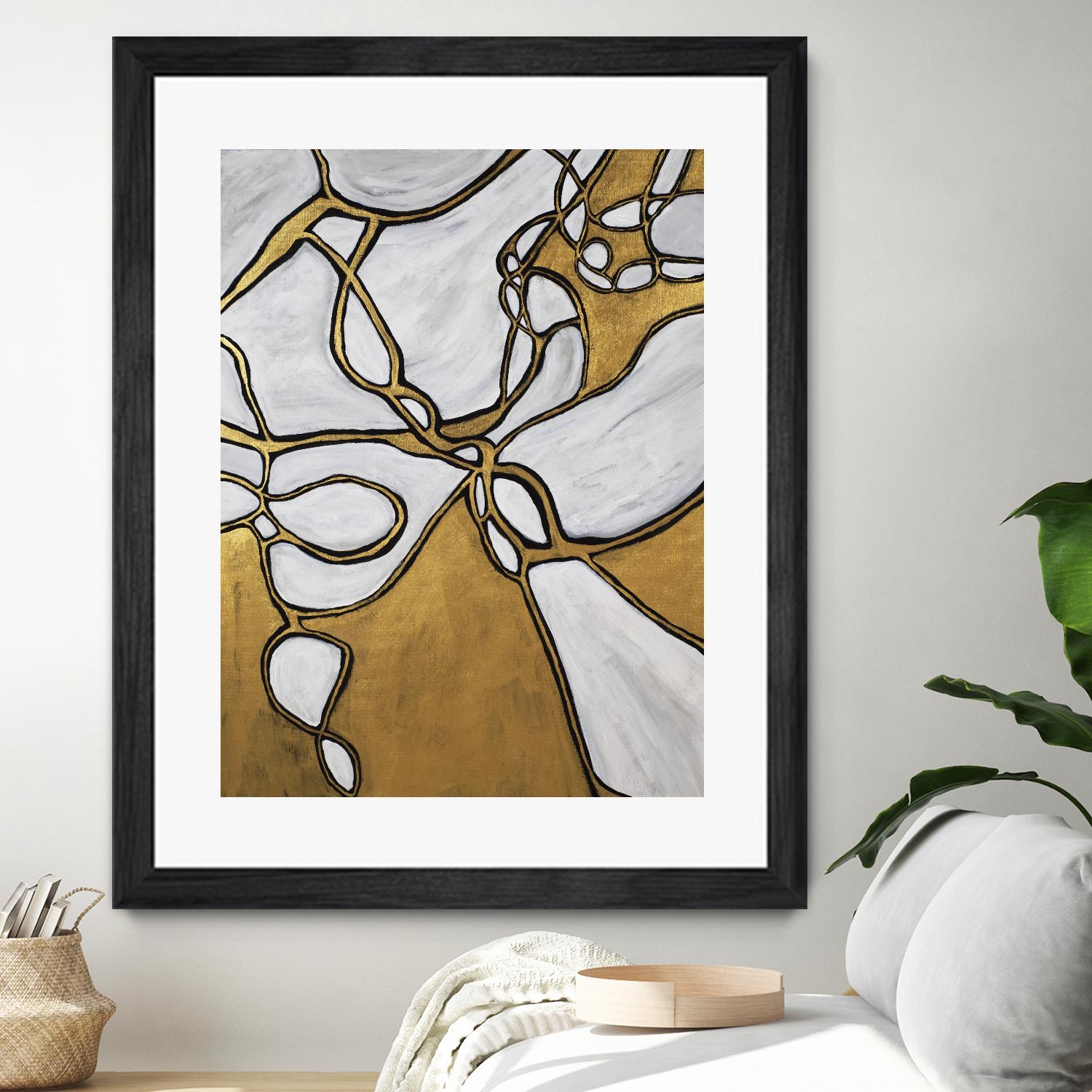 Mocha Latte -Gold - 2 by Lori Dubois on GIANT ART - gold linear