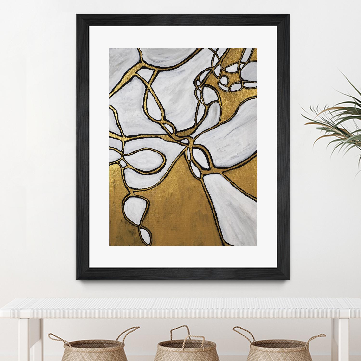 Mocha Latte -Gold - 2 by Lori Dubois on GIANT ART - gold linear