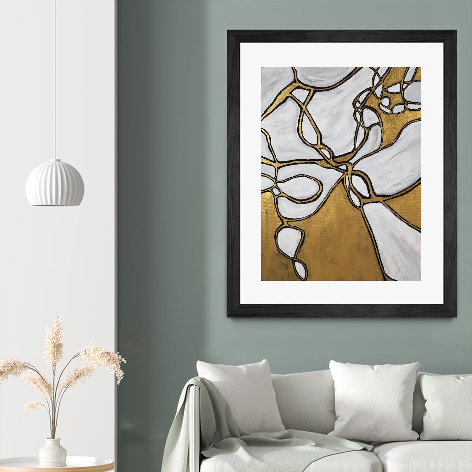 Mocha Latte -Gold - 2 by Lori Dubois on GIANT ART - gold linear