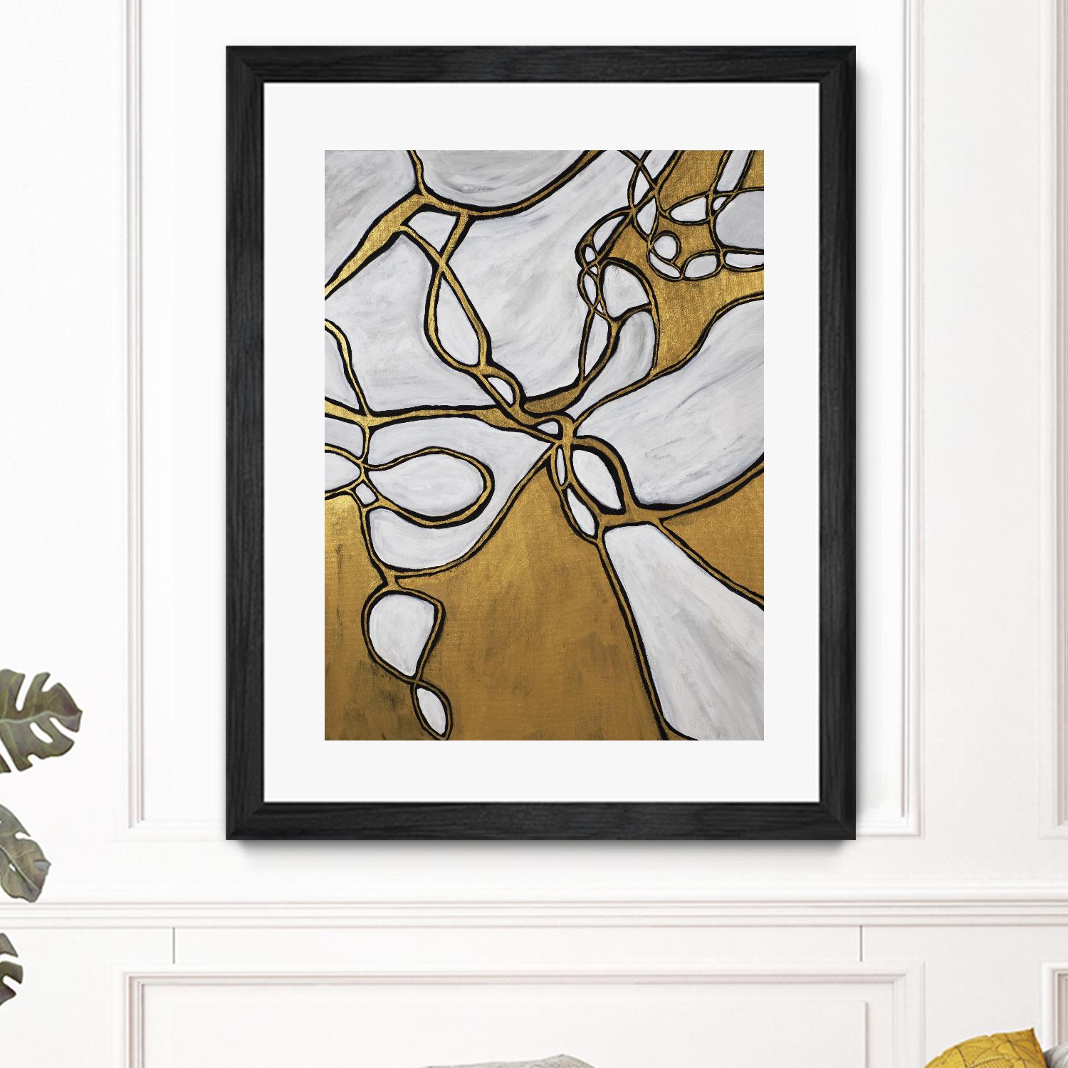 Mocha Latte -Gold - 2 by Lori Dubois on GIANT ART - gold linear