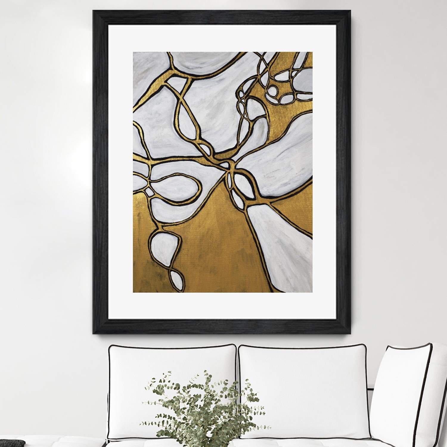 Mocha Latte -Gold - 2 by Lori Dubois on GIANT ART - gold linear