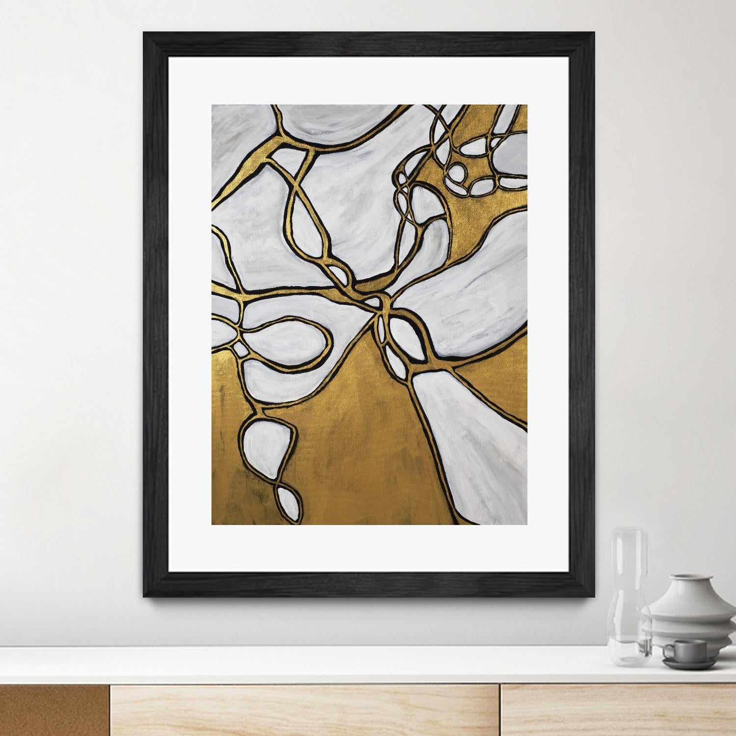 Mocha Latte -Gold - 2 by Lori Dubois on GIANT ART - gold linear