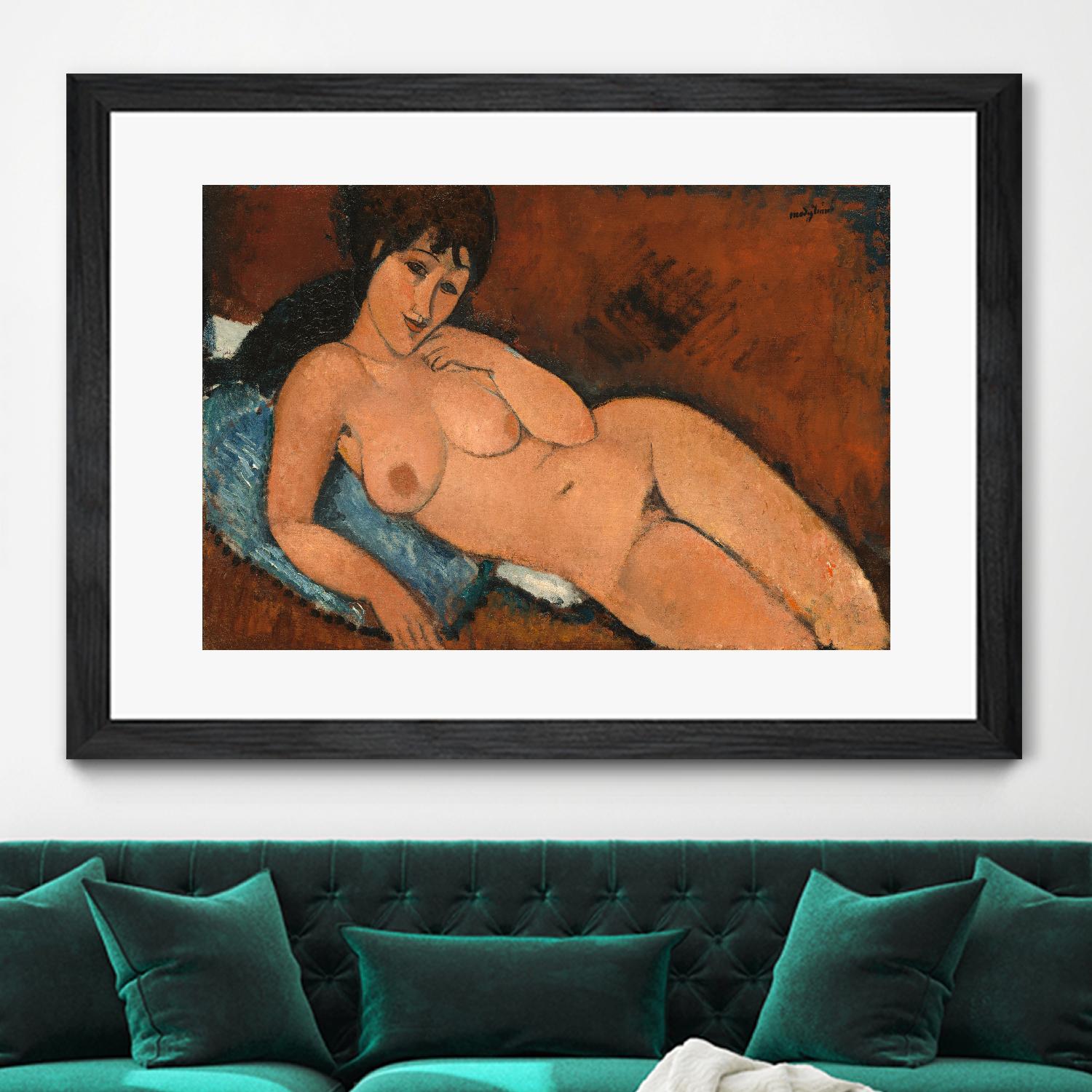 NUDE ON A BLUE CUSHION, 1917 by Amedeo Modigliani on GIANT ART - beige museums corps nu