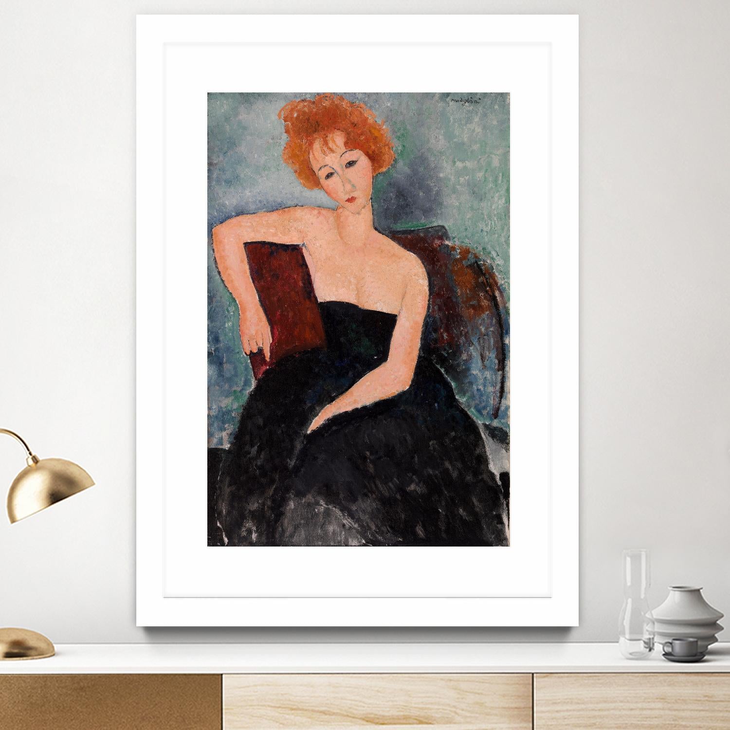 Redheaded Girl in Evening Dress by Amedeo Modigliani on GIANT ART - blue museums woman