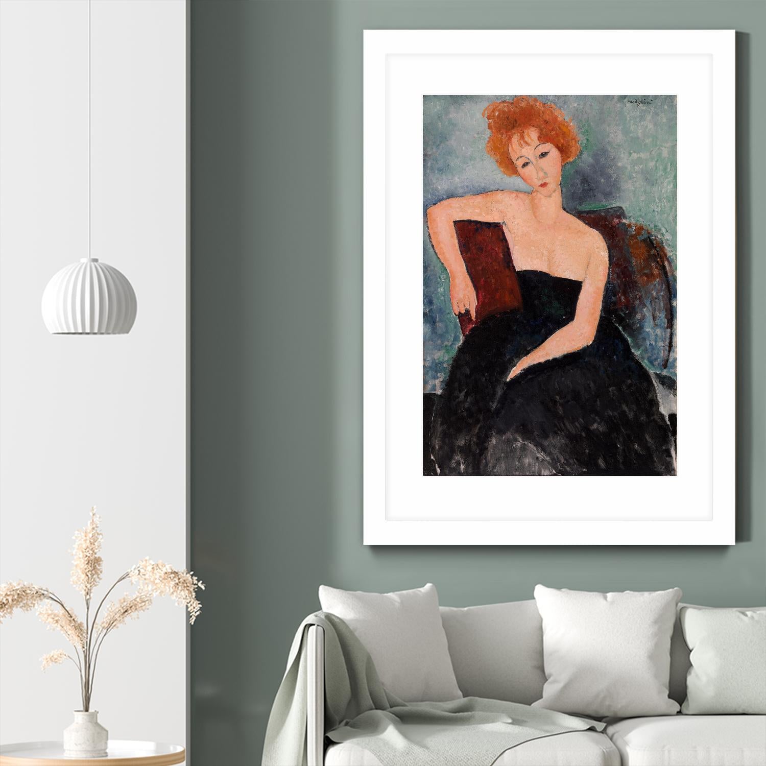 Redheaded Girl in Evening Dress by Amedeo Modigliani on GIANT ART - blue museums woman