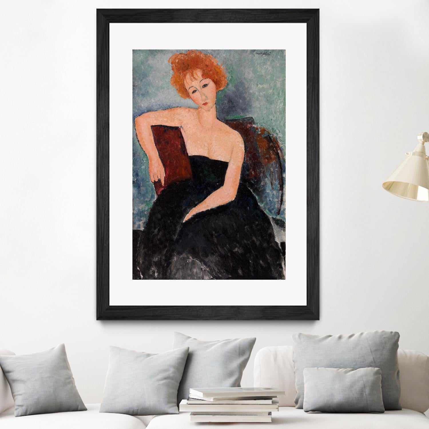 Redheaded Girl in Evening Dress by Amedeo Modigliani on GIANT ART - blue museums woman