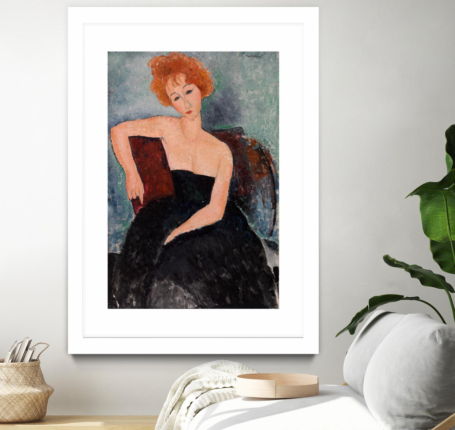 Redheaded Girl in Evening Dress by Amedeo Modigliani on GIANT ART - blue museums woman