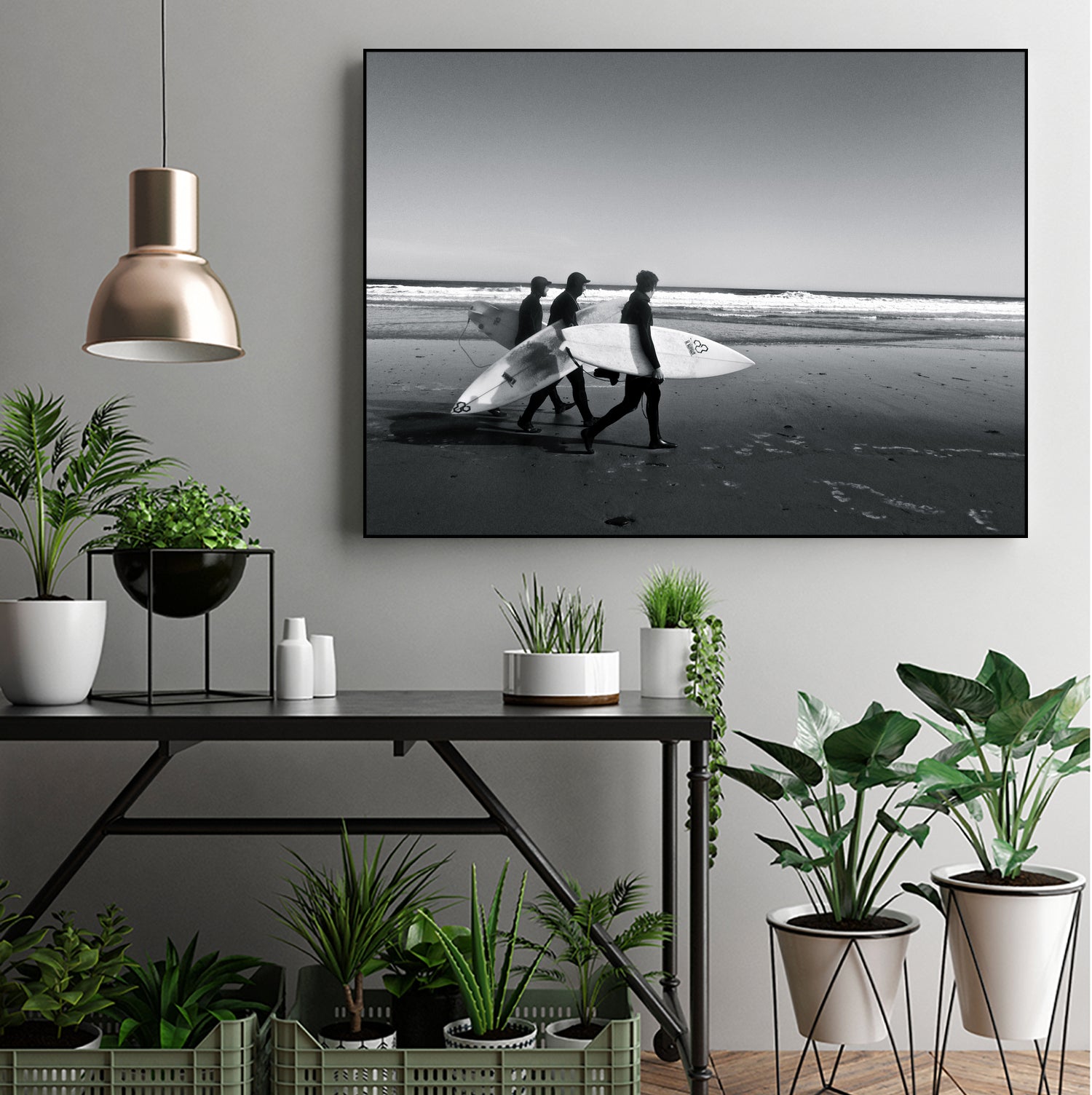 Surfers by Pauline Aubut on GIANT ART - white coastal sand