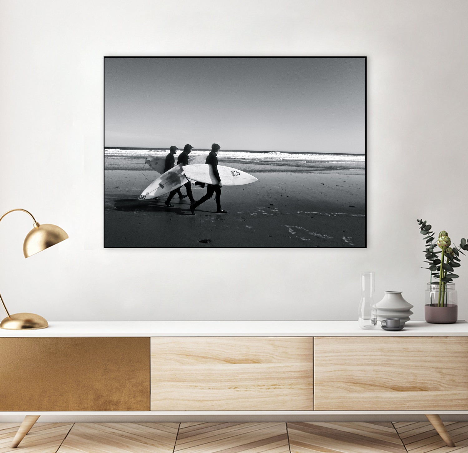 Surfers by Pauline Aubut on GIANT ART - white coastal sand