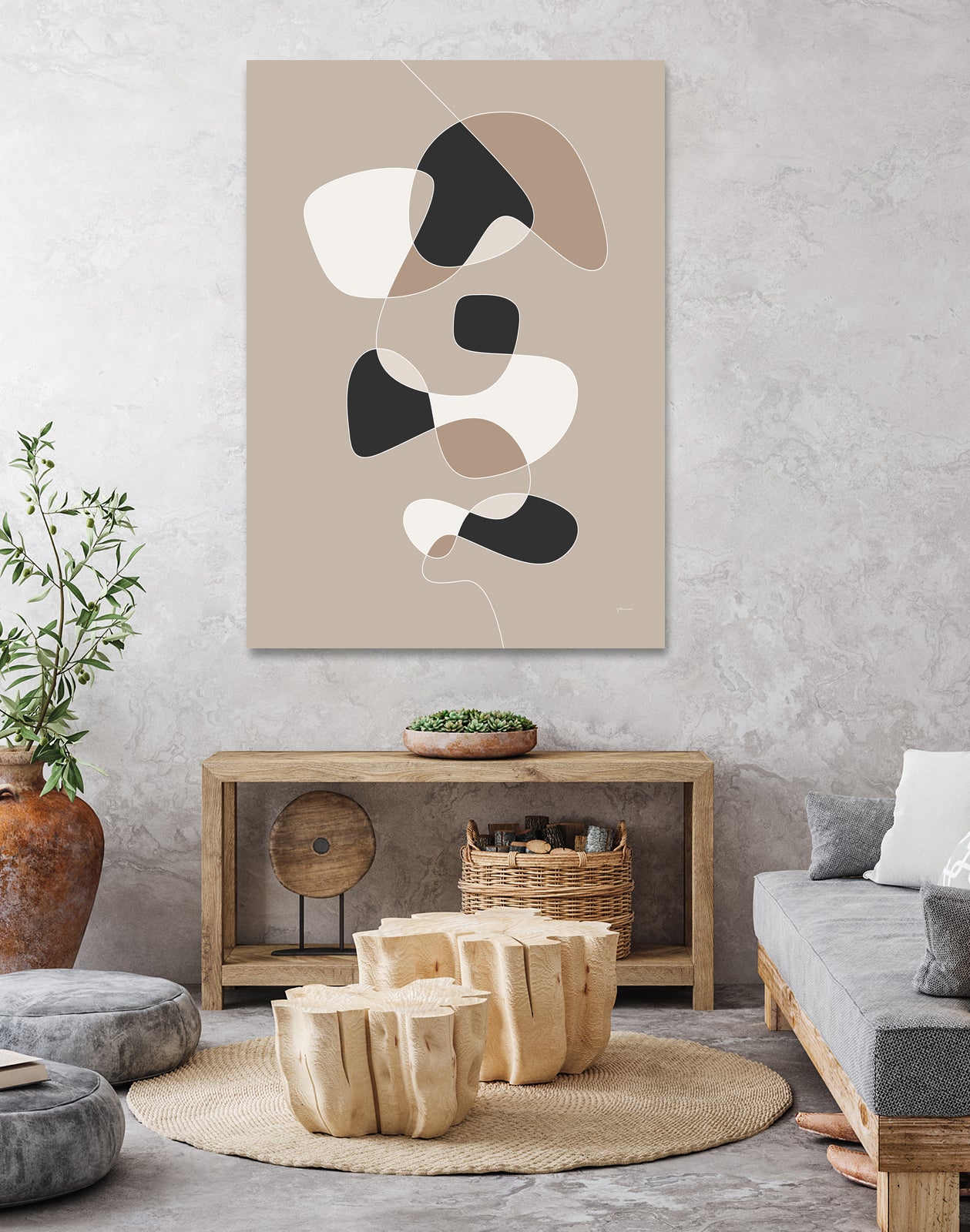 Forms of Art III by M Studio on GIANT ART - beige scandinavian