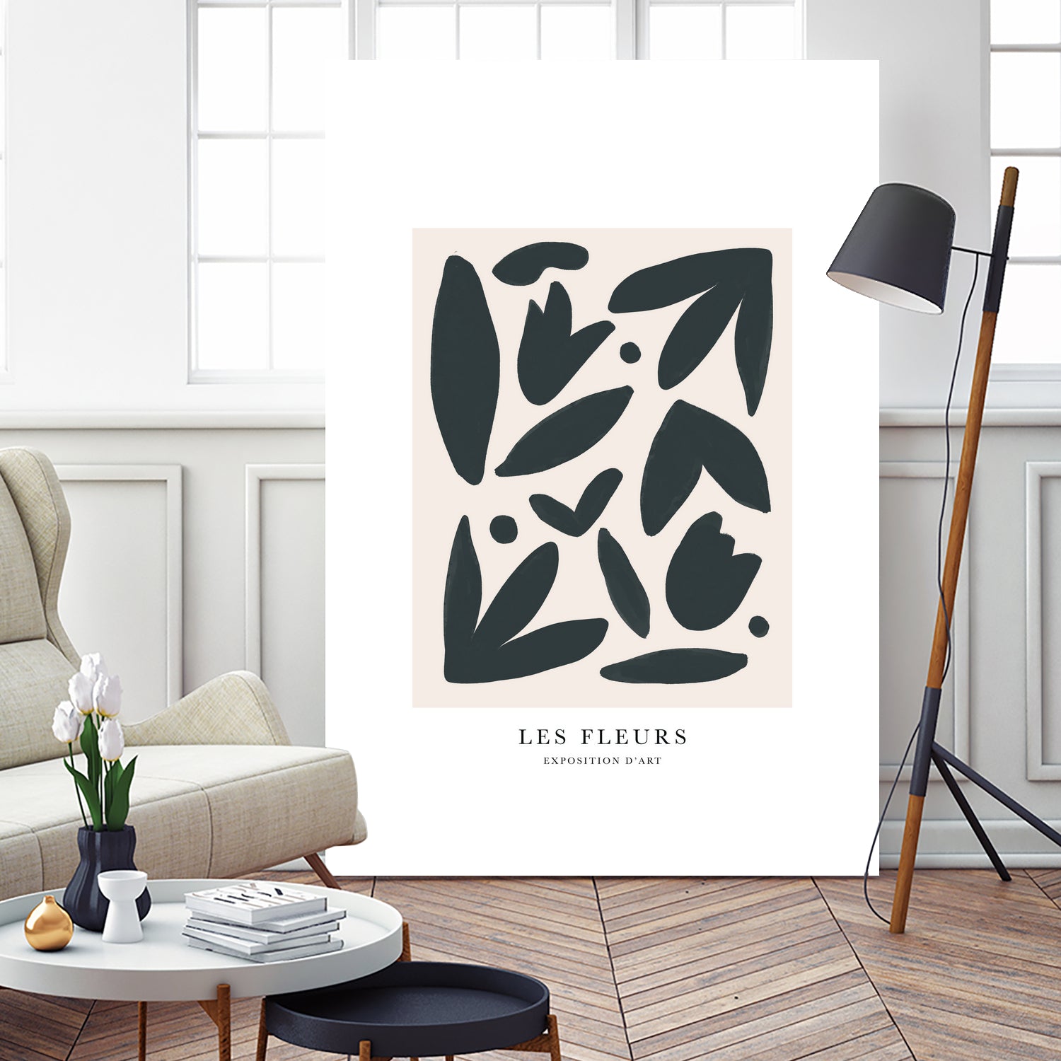 Les Fleurs by M Studio on GIANT ART - beige