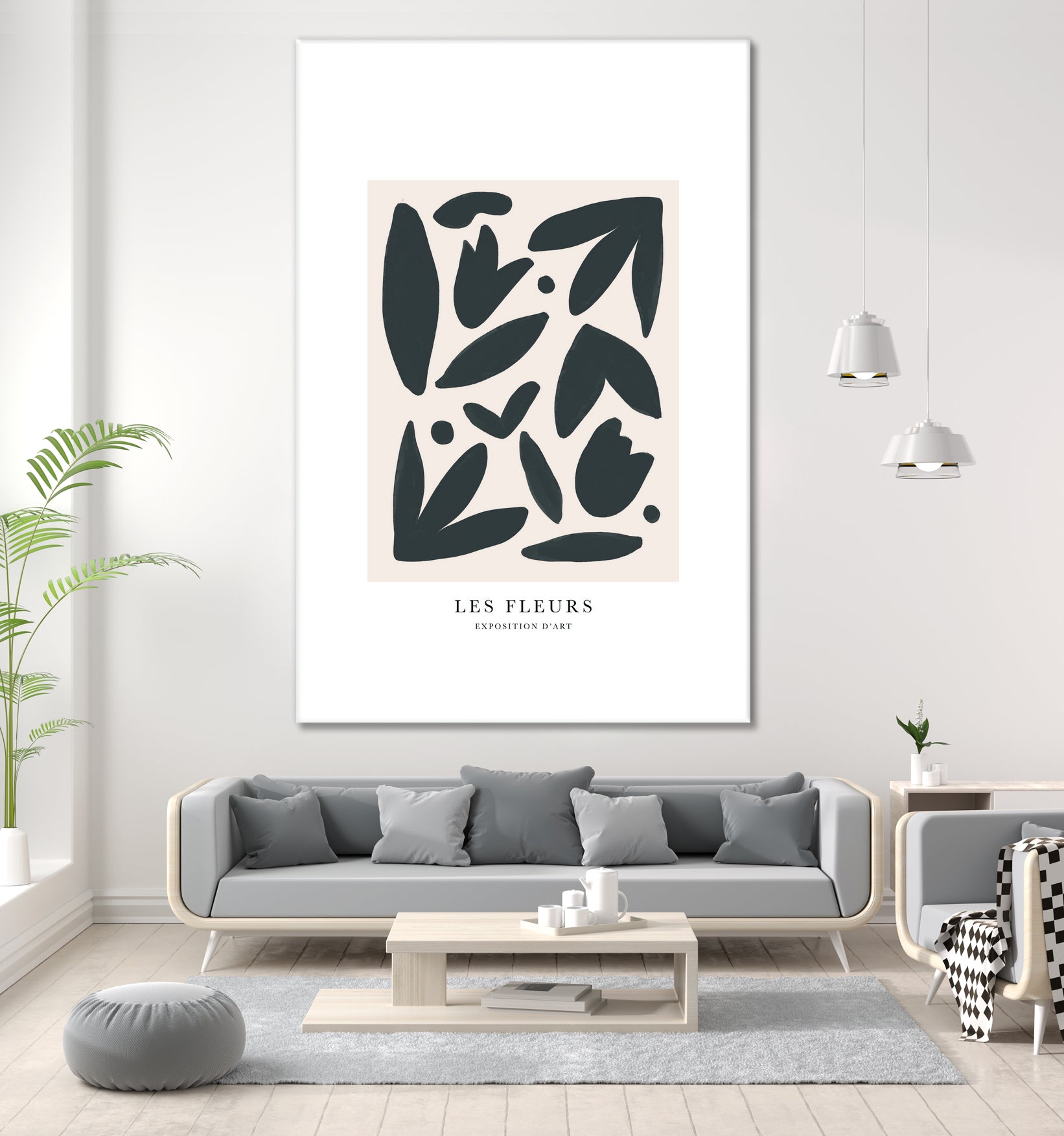 Les Fleurs by M Studio on GIANT ART - beige