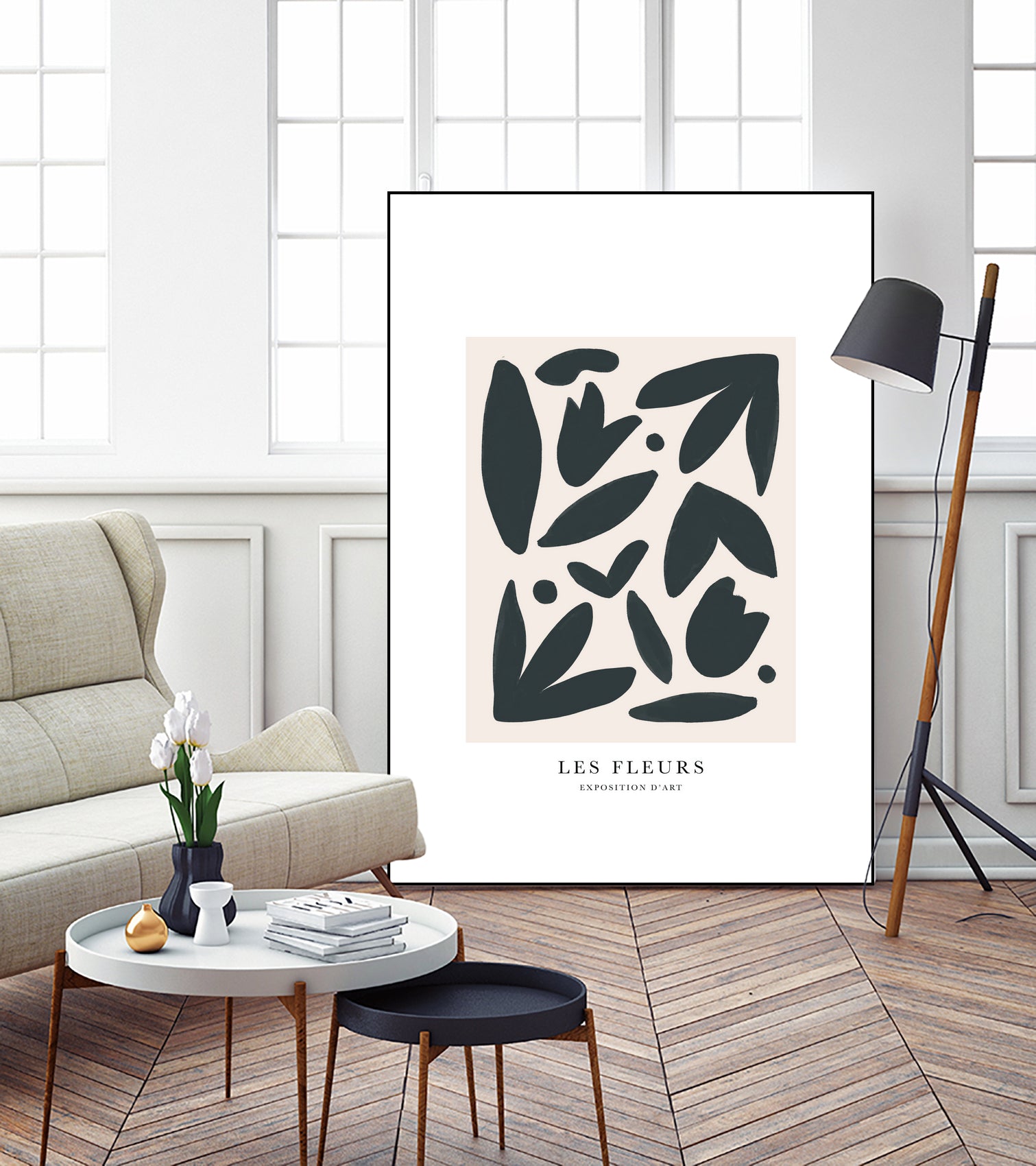 Les Fleurs by M Studio on GIANT ART - beige