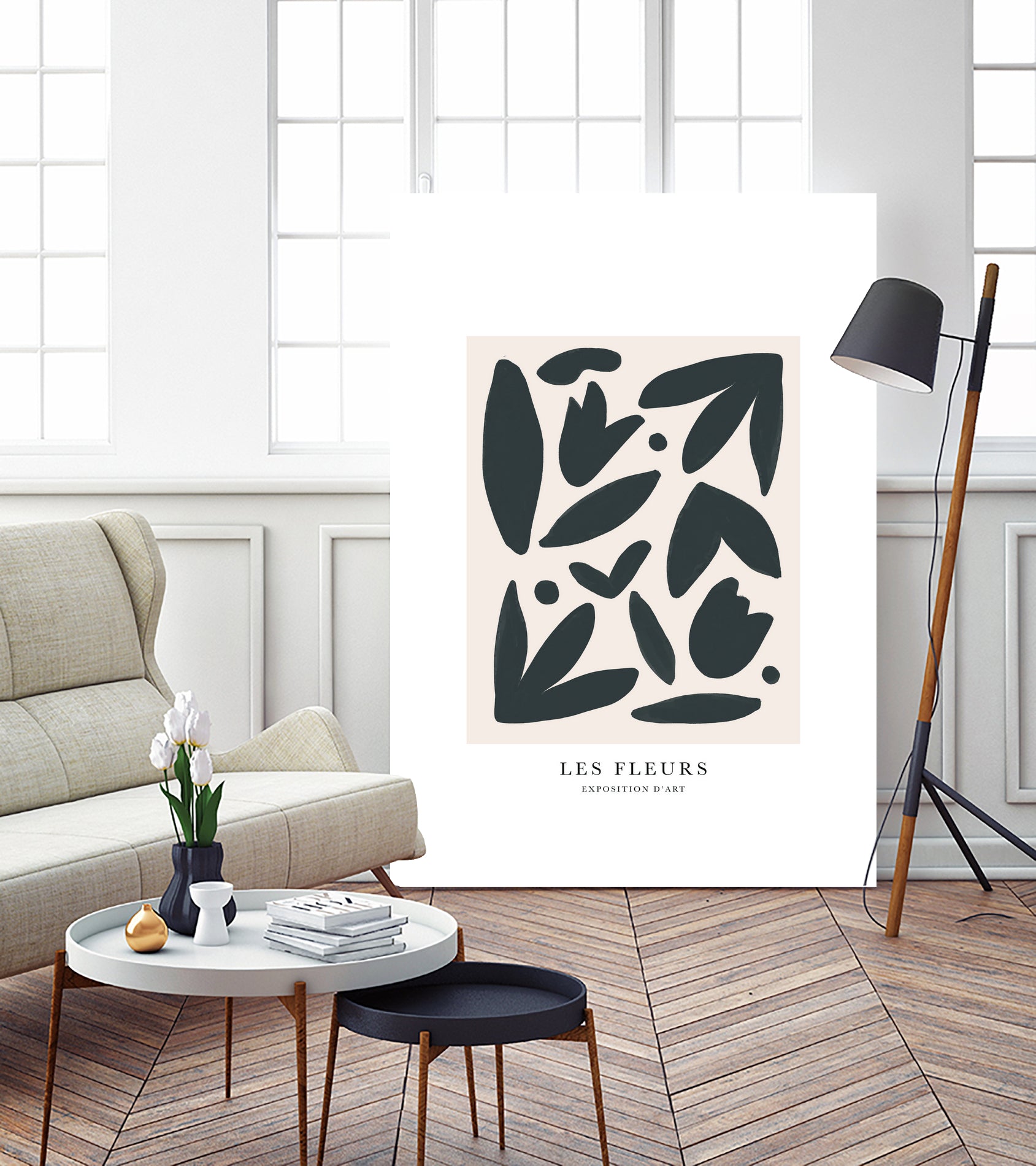 Les Fleurs by M Studio on GIANT ART - beige