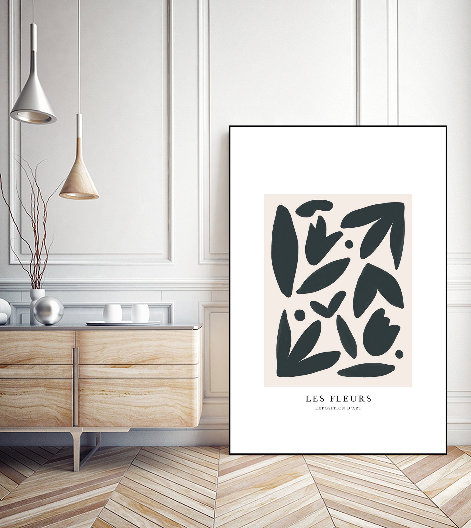 Les Fleurs by M Studio on GIANT ART - beige