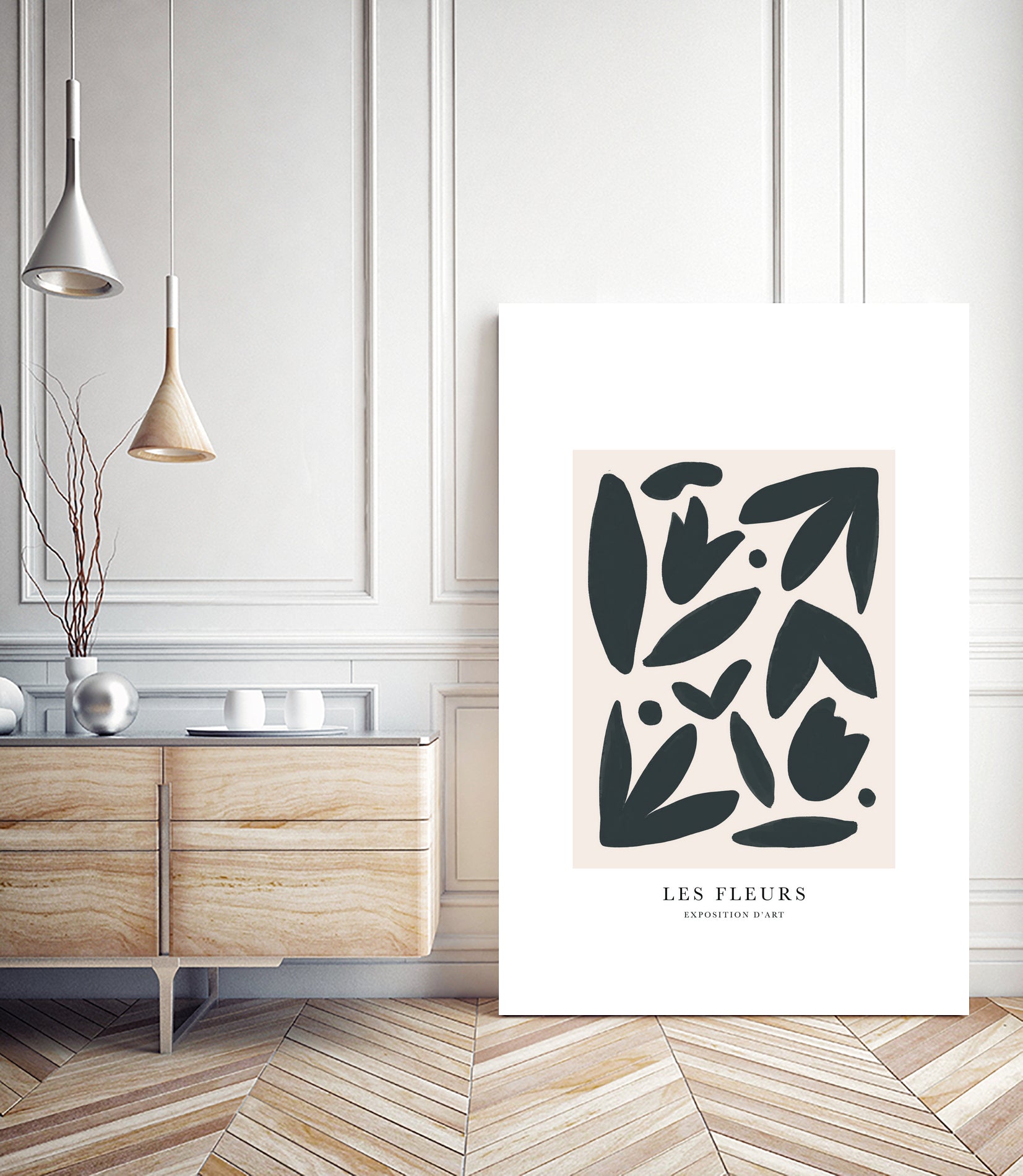 Les Fleurs by M Studio on GIANT ART - beige