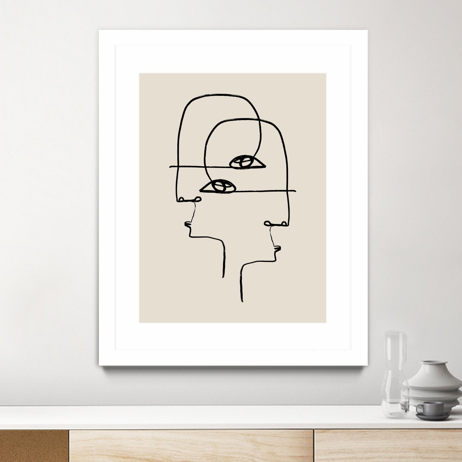 Faces by M Studio on GIANT ART - beige minimalist