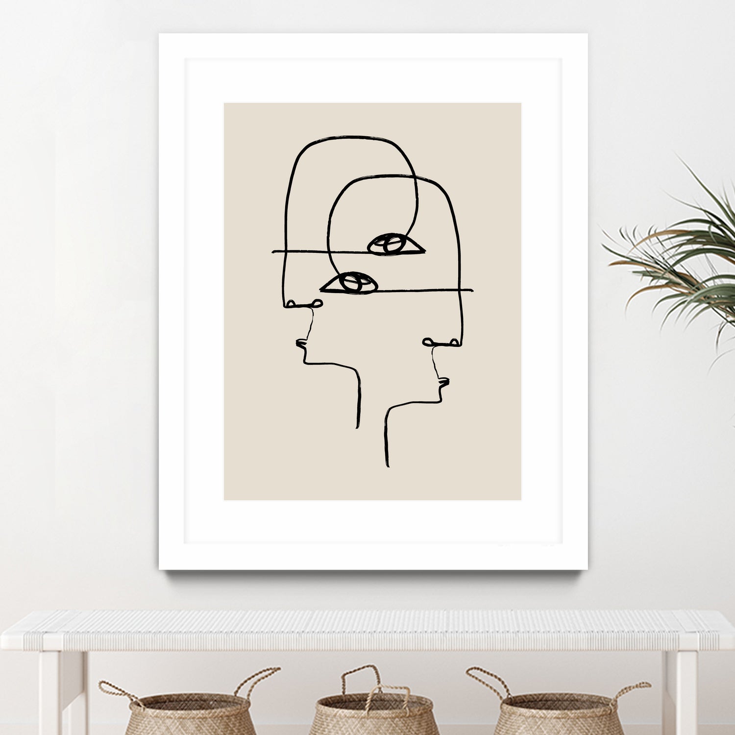 Faces by M Studio on GIANT ART - beige minimalist