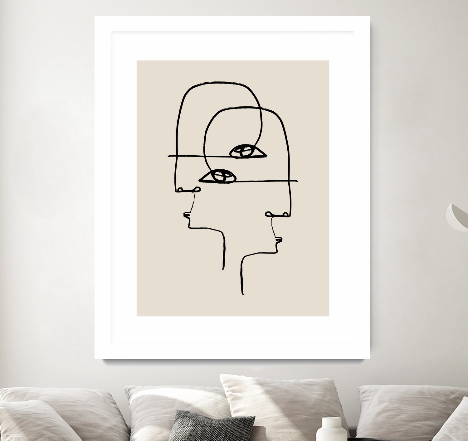 Faces by M Studio on GIANT ART - beige minimalist