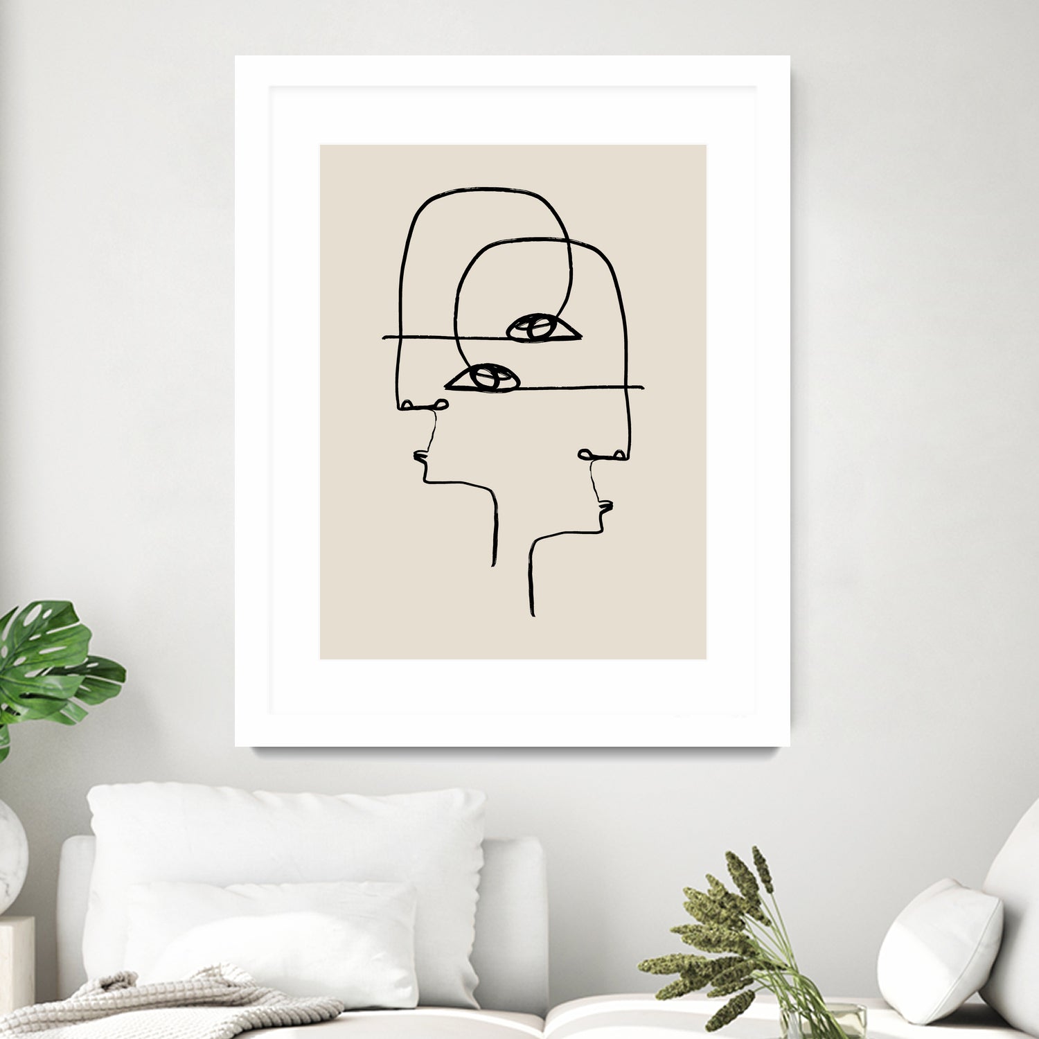 Faces by M Studio on GIANT ART - beige minimalist