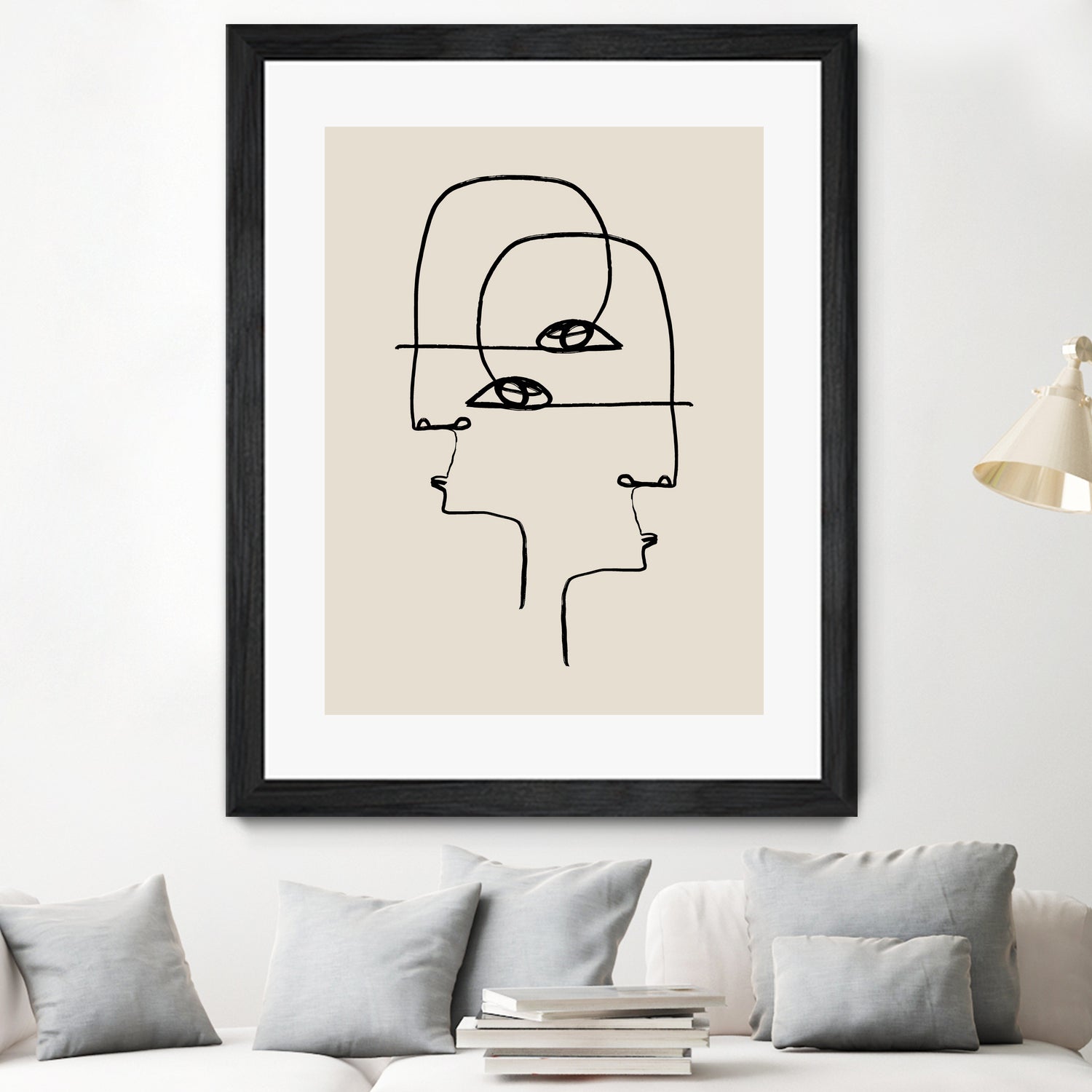 Faces by M Studio on GIANT ART - beige minimalist