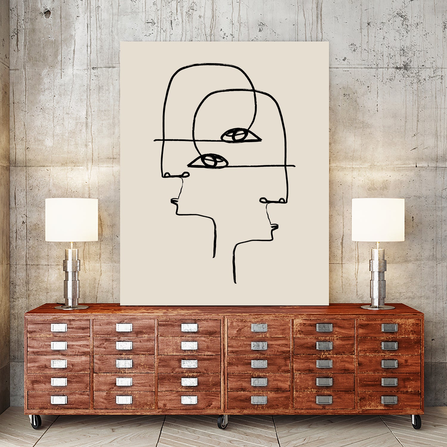 Faces by M Studio on GIANT ART - beige minimalist