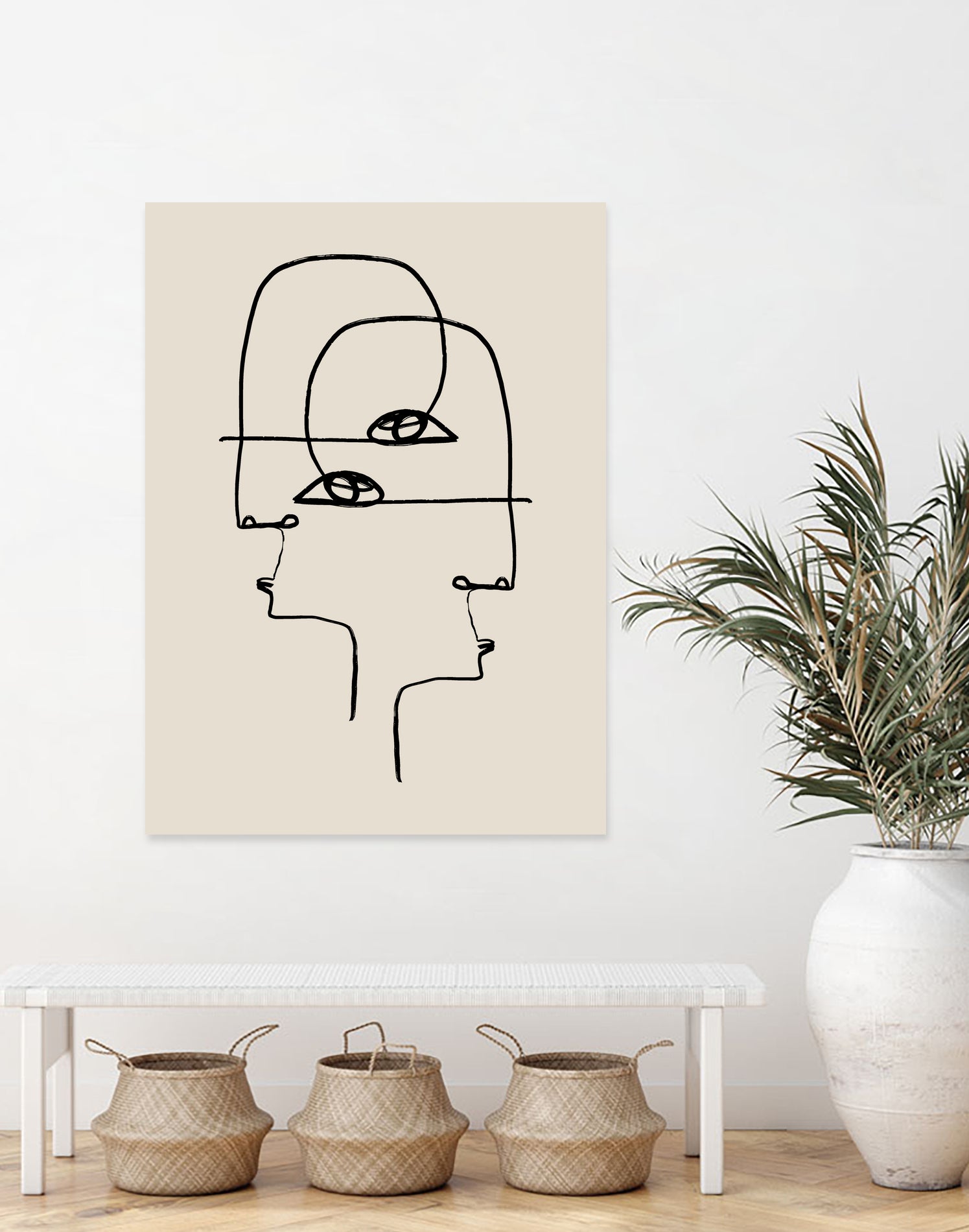 Faces by M Studio on GIANT ART - beige minimalist
